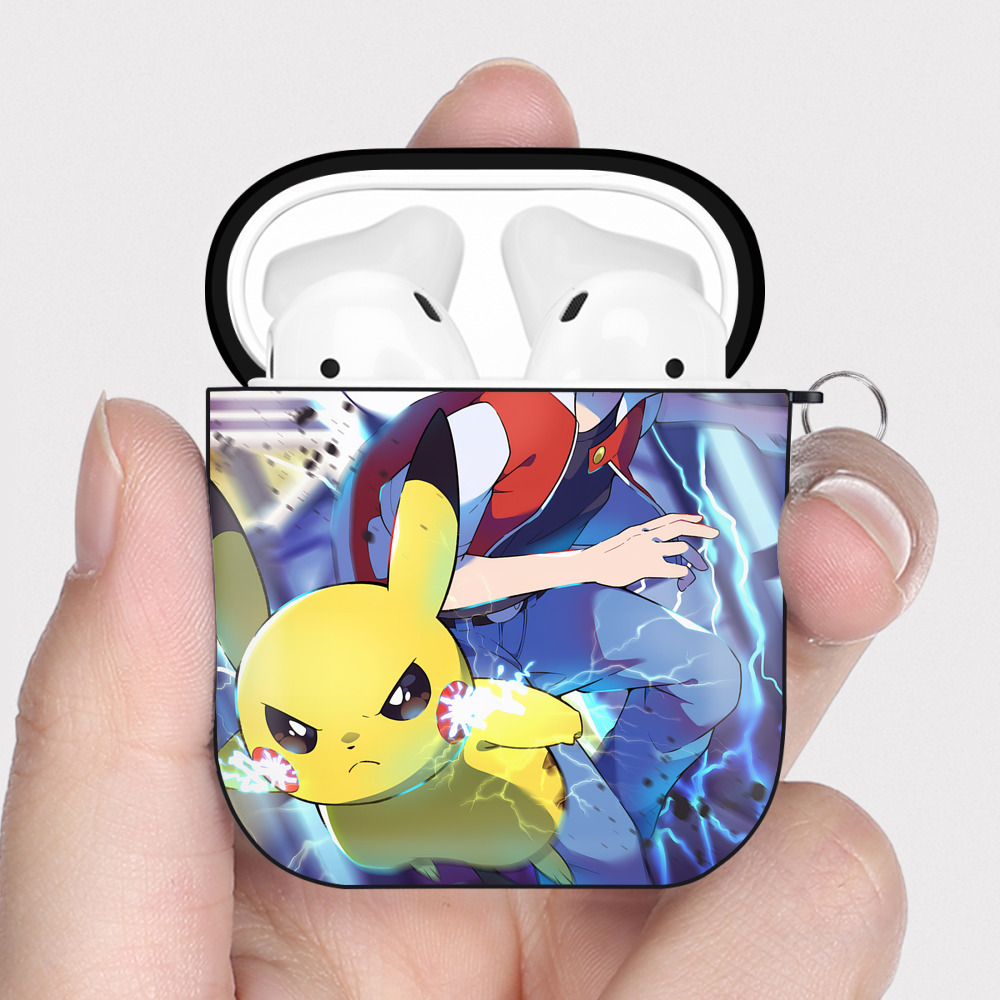 （画像用） ポケットモンスター Pokémon AirPods 第2世代保護ケース ハードシェル ブラック 耐衝撃・防指紋・カラビナ付き