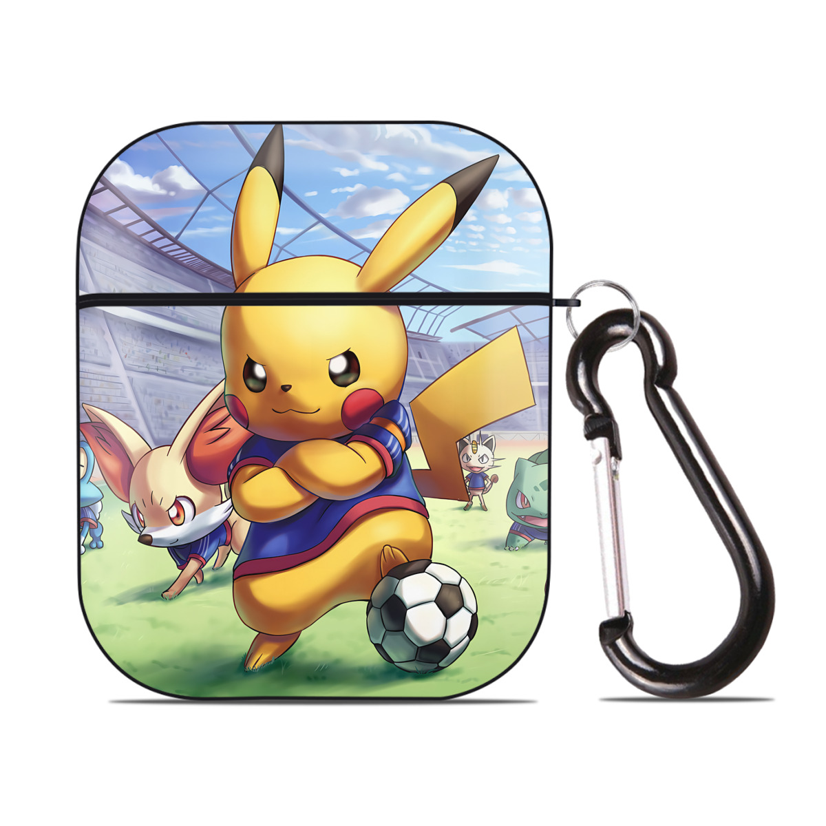 （画像用） ポケットモンスター Pokémon AirPods 第2世代保護ケース ハードシェル ブラック 耐衝撃・防指紋・カラビナ付き