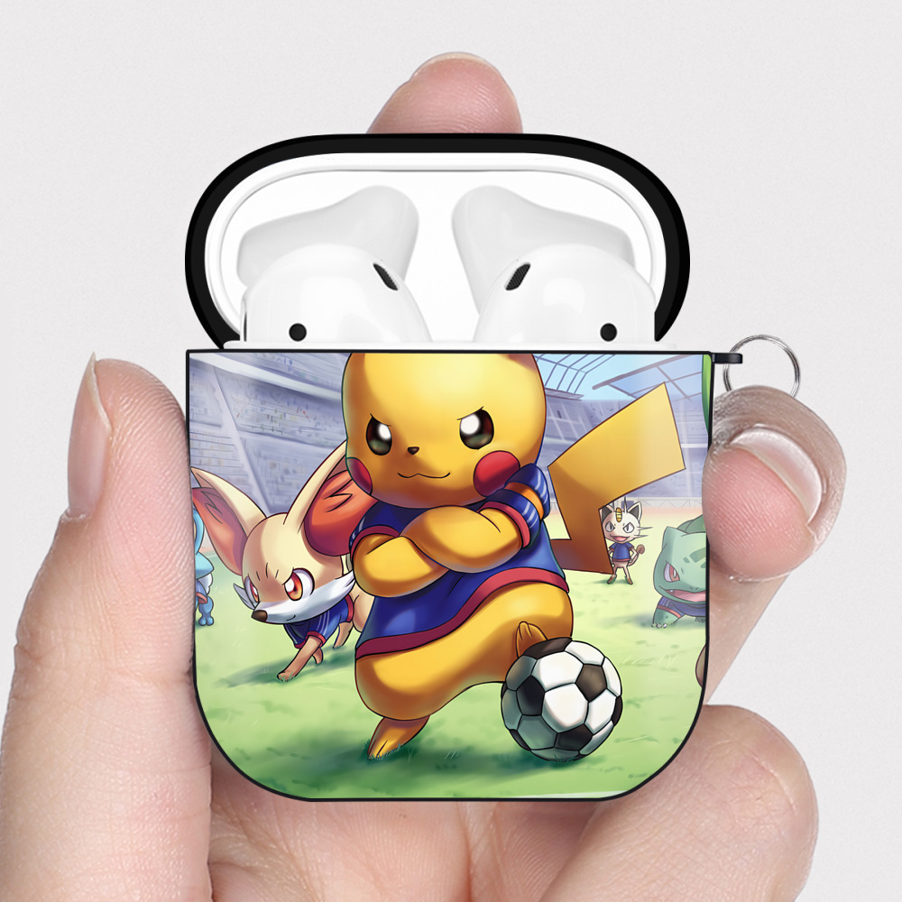 （画像用） ポケットモンスター Pokémon AirPods 第2世代保護ケース ハードシェル ブラック 耐衝撃・防指紋・カラビナ付き