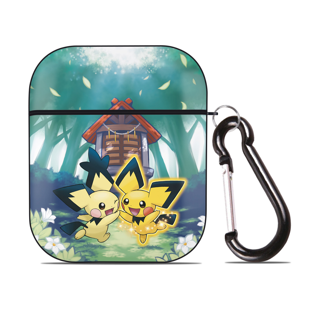 （画像用） ポケットモンスター Pokémon AirPods 第2世代保護ケース ハードシェル ブラック 耐衝撃・防指紋・カラビナ付き