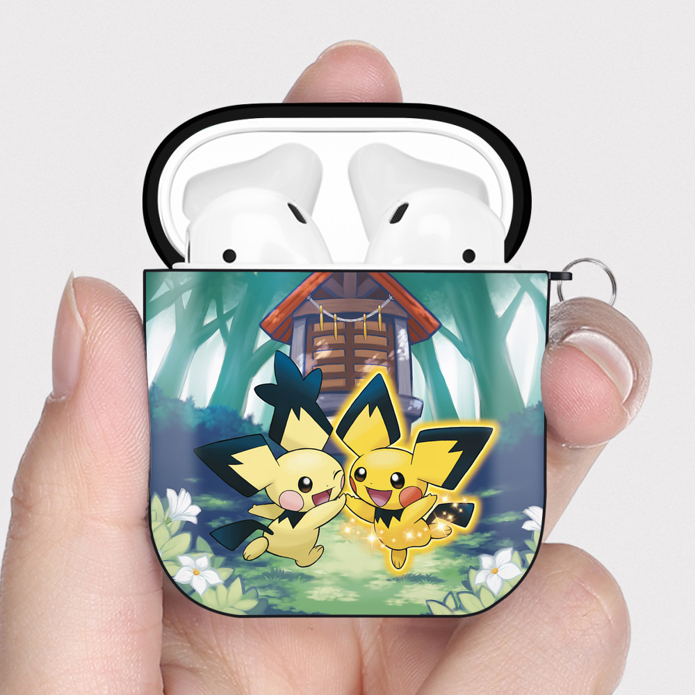（画像用） ポケットモンスター Pokémon AirPods 第2世代保護ケース ハードシェル ブラック 耐衝撃・防指紋・カラビナ付き