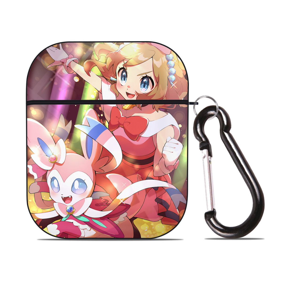 （画像用） ポケットモンスター Pokémon AirPods 第2世代保護ケース ハードシェル ブラック 耐衝撃・防指紋・カラビナ付き