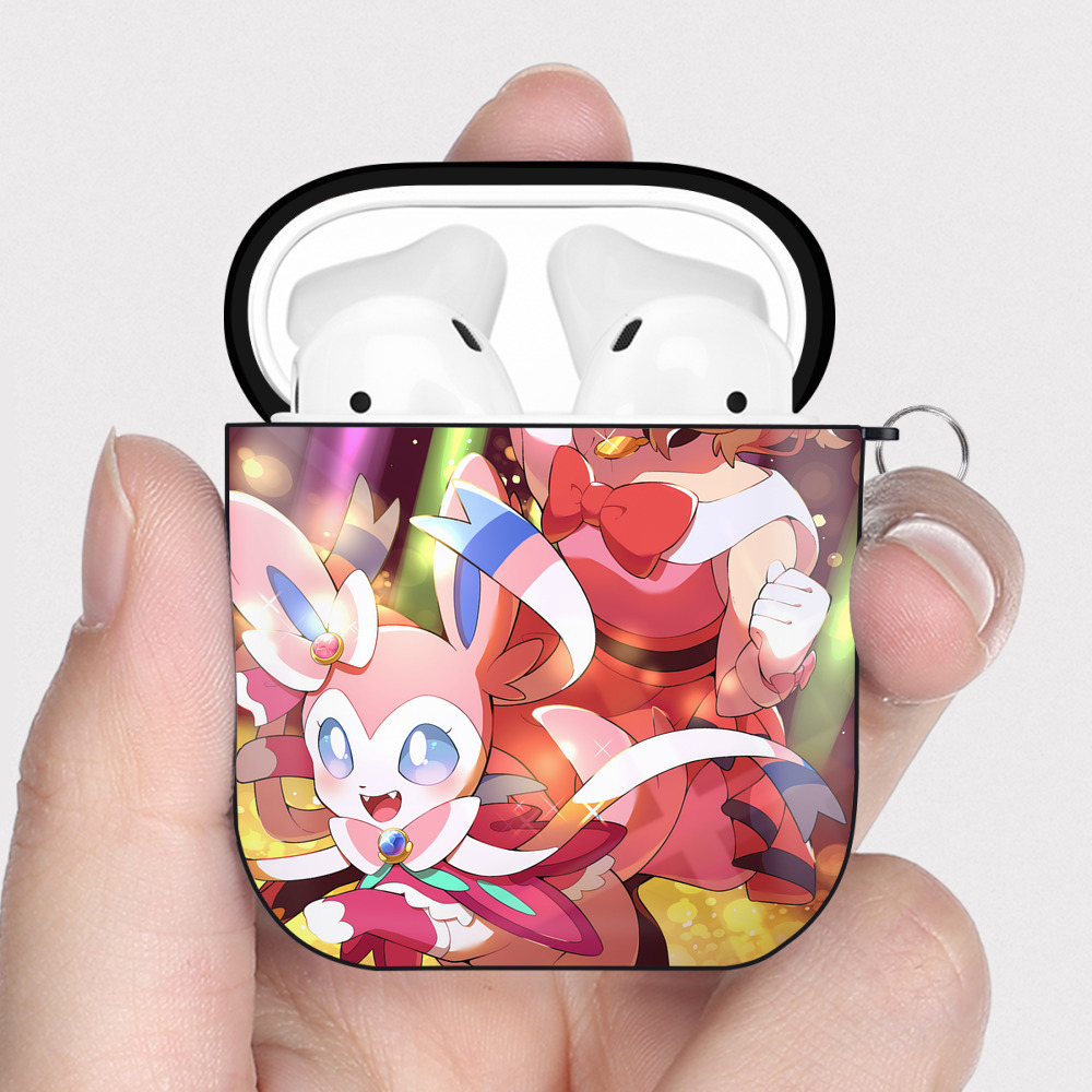 （画像用） ポケットモンスター Pokémon AirPods 第2世代保護ケース ハードシェル ブラック 耐衝撃・防指紋・カラビナ付き