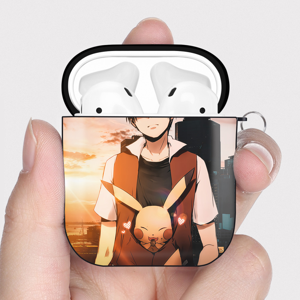（画像用） ポケットモンスター Pokémon AirPods 第2世代保護ケース ハードシェル ブラック 耐衝撃・防指紋・カラビナ付き