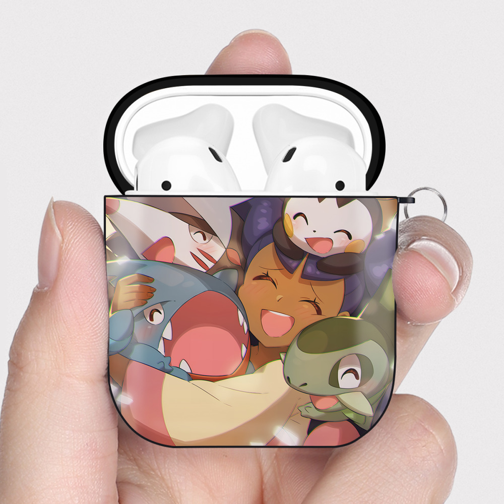 （画像用） ポケットモンスター Pokémon AirPods 第2世代保護ケース ハードシェル ブラック 耐衝撃・防指紋・カラビナ付き