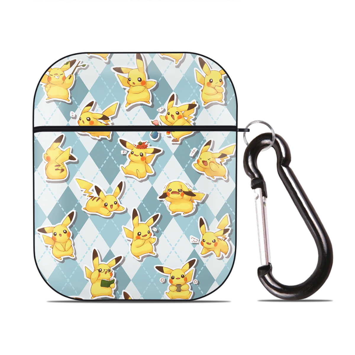 （画像用） ポケットモンスター Pokémon AirPods 第2世代保護ケース ハードシェル ブラック 耐衝撃・防指紋・カラビナ付き