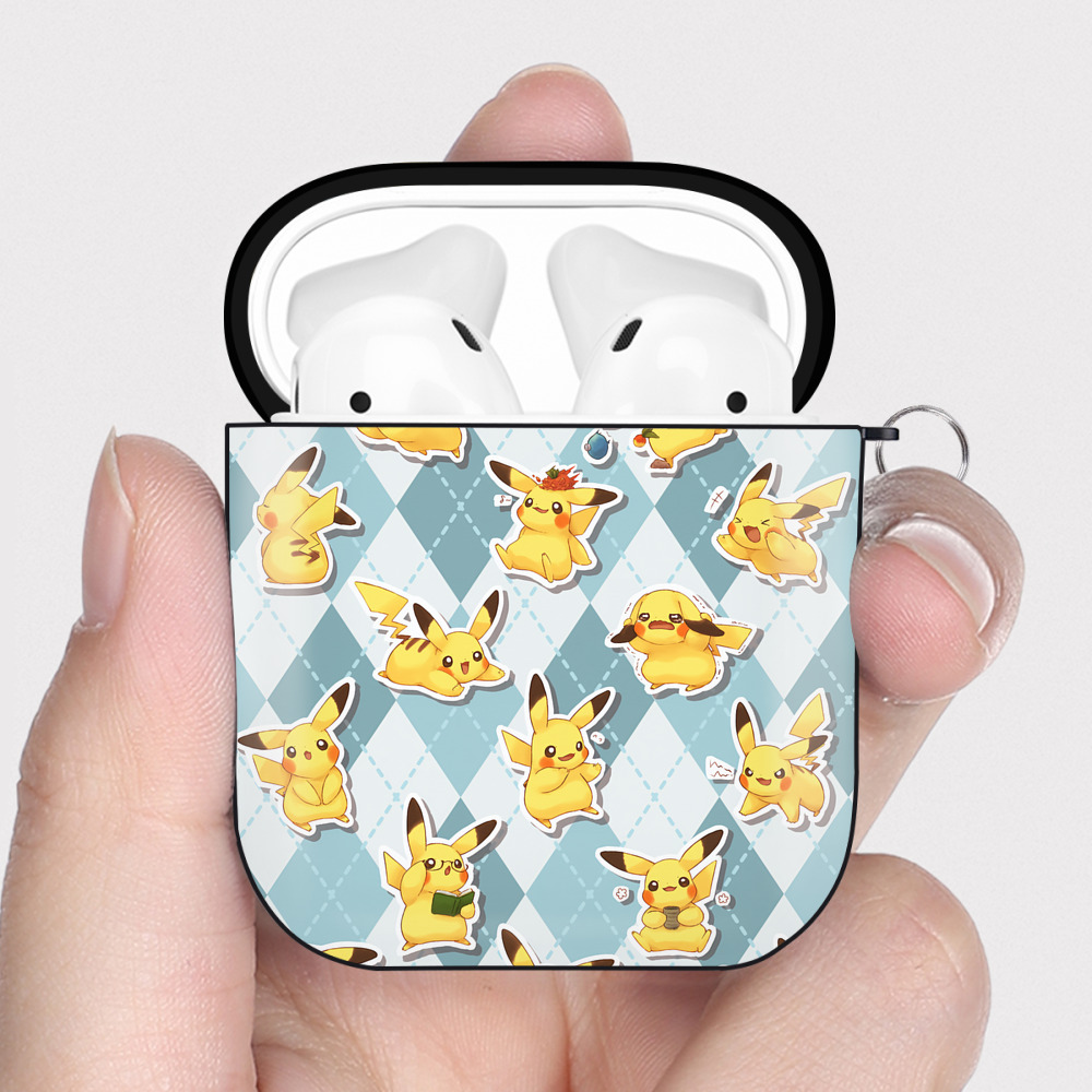 （画像用） ポケットモンスター Pokémon AirPods 第2世代保護ケース ハードシェル ブラック 耐衝撃・防指紋・カラビナ付き