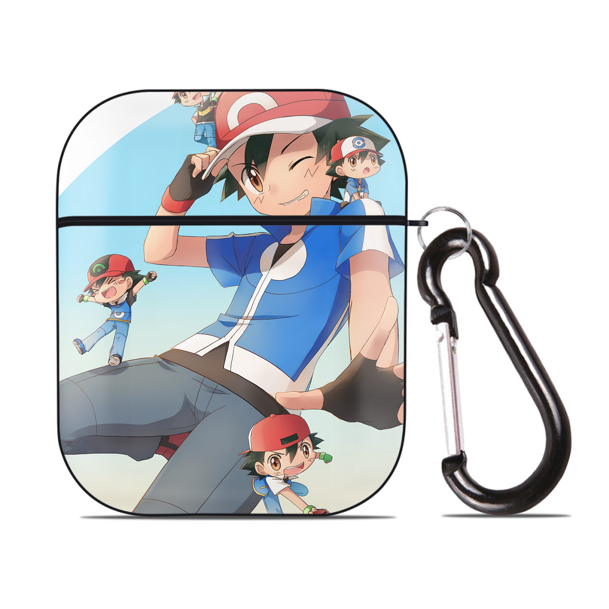 （画像用） ポケットモンスター Pokémon AirPods 第2世代保護ケース ハードシェル ブラック 耐衝撃・防指紋・カラビナ付き