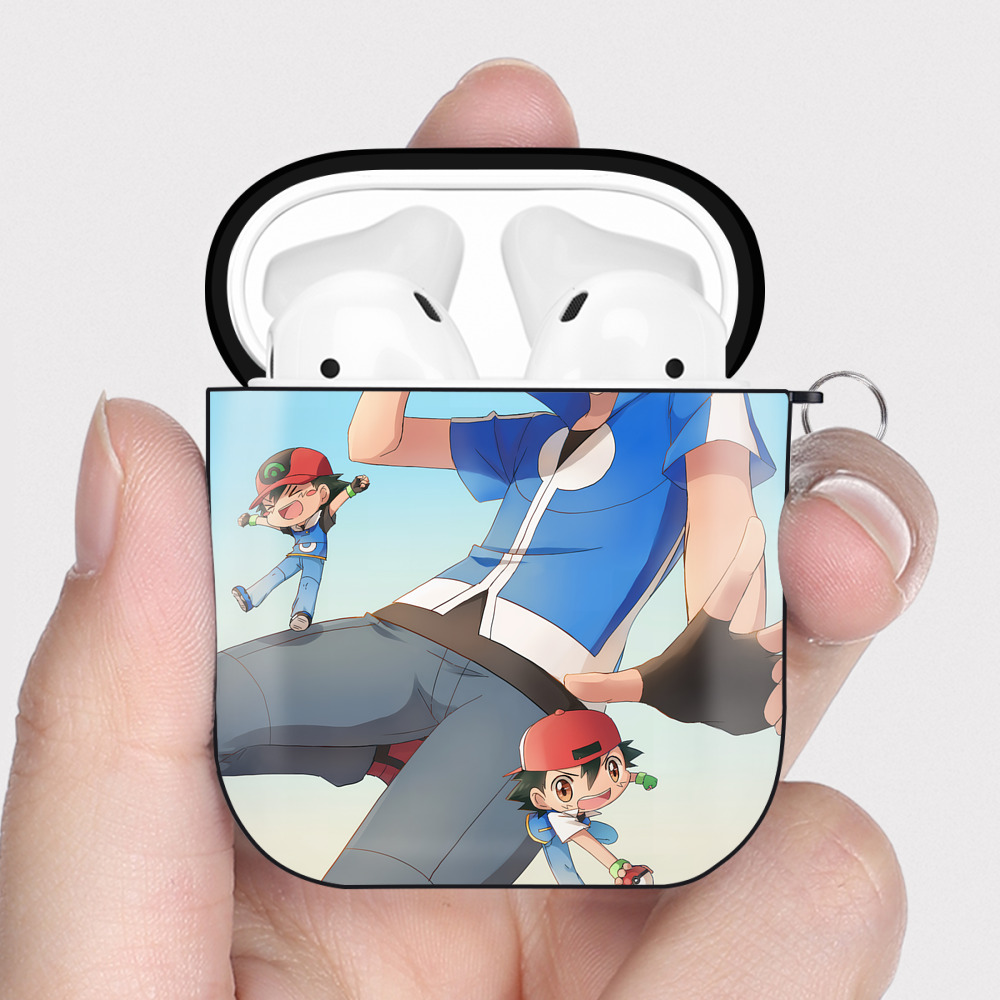 （画像用） ポケットモンスター Pokémon AirPods 第2世代保護ケース ハードシェル ブラック 耐衝撃・防指紋・カラビナ付き