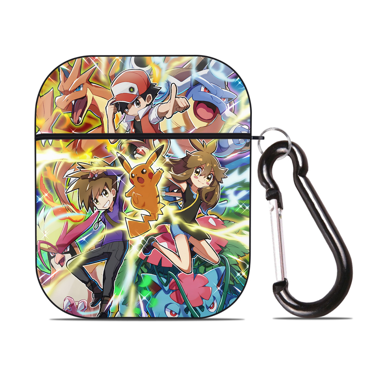 （画像用） ポケットモンスター Pokémon AirPods 第2世代保護ケース ハードシェル ブラック 耐衝撃・防指紋・カラビナ付き
