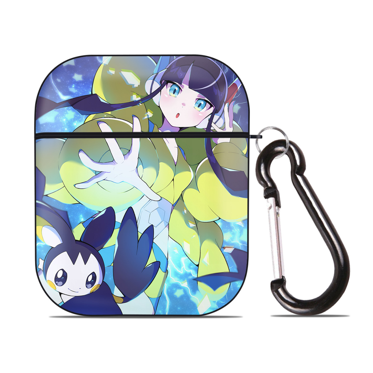 （画像用） ポケットモンスター Pokémon AirPods 第2世代保護ケース ハードシェル ブラック 耐衝撃・防指紋・カラビナ付き