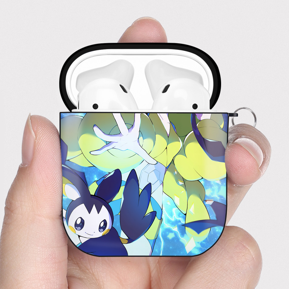 （画像用） ポケットモンスター Pokémon AirPods 第2世代保護ケース ハードシェル ブラック 耐衝撃・防指紋・カラビナ付き