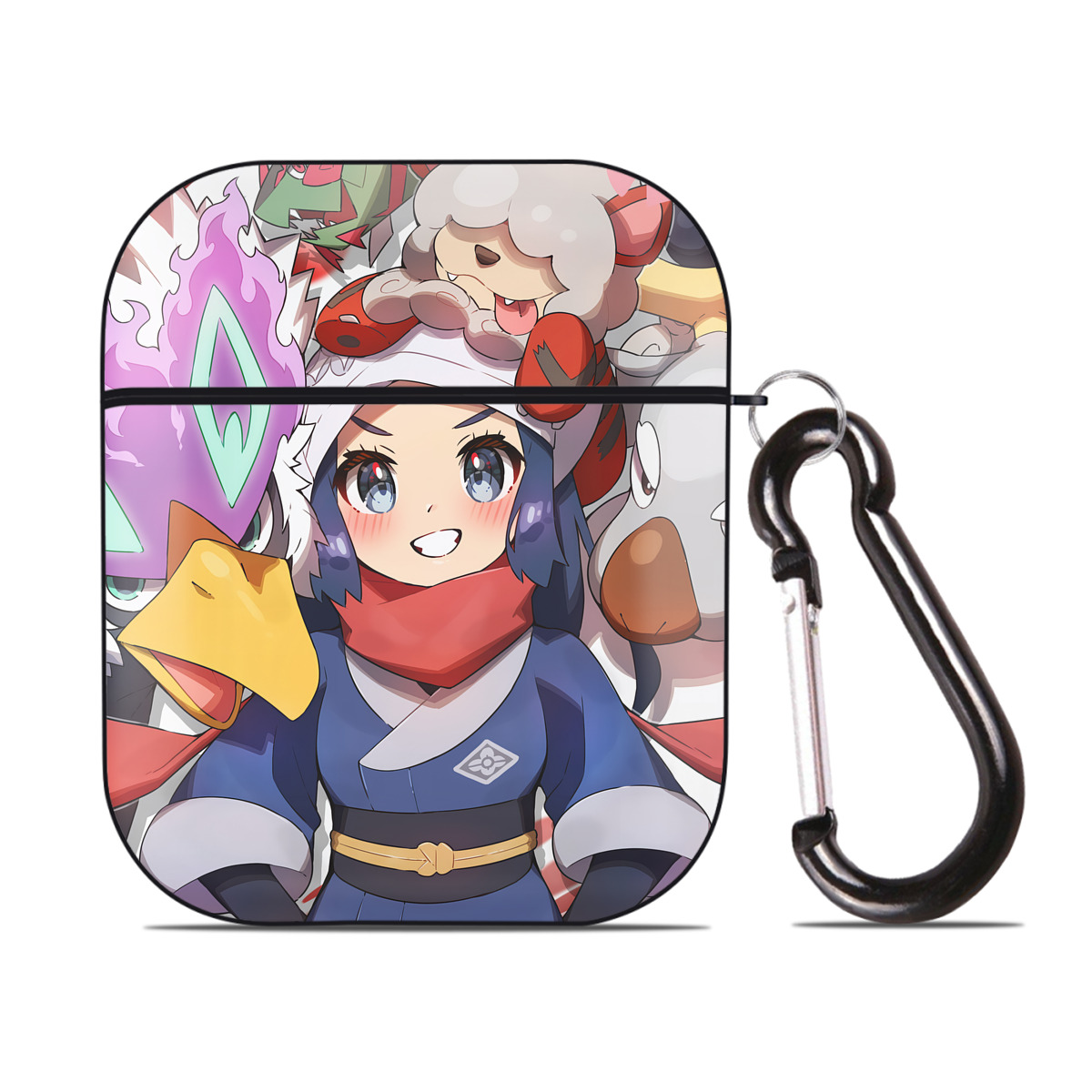 （画像用） ポケットモンスター Pokémon AirPods 第2世代保護ケース ハードシェル ブラック 耐衝撃・防指紋・カラビナ付き