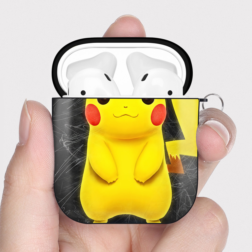 （画像用） ポケットモンスター Pokémon AirPods 第2世代保護ケース ハードシェル ブラック 耐衝撃・防指紋・カラビナ付き