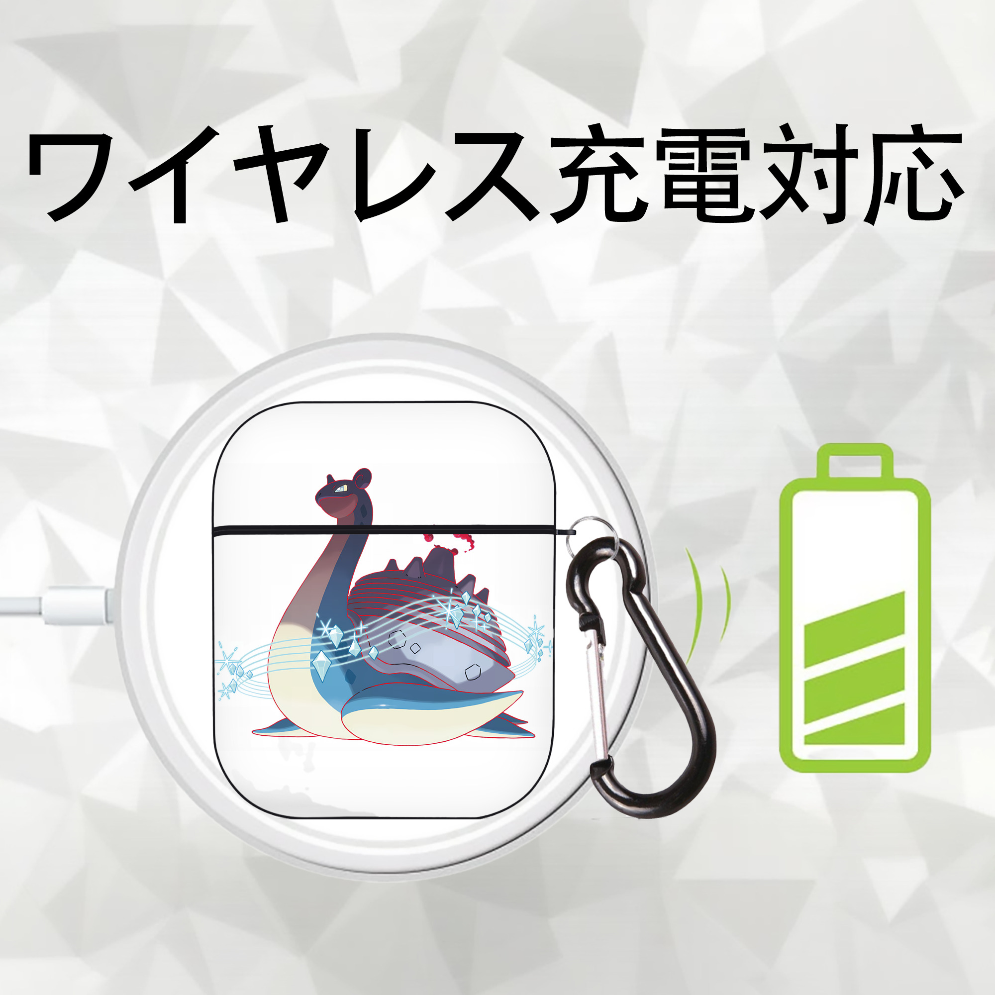 ポケットモンスター Pokémon AirPods 第2世代保護ケース ハードシェル ブラック 耐衝撃・防指紋・カラビナ付き