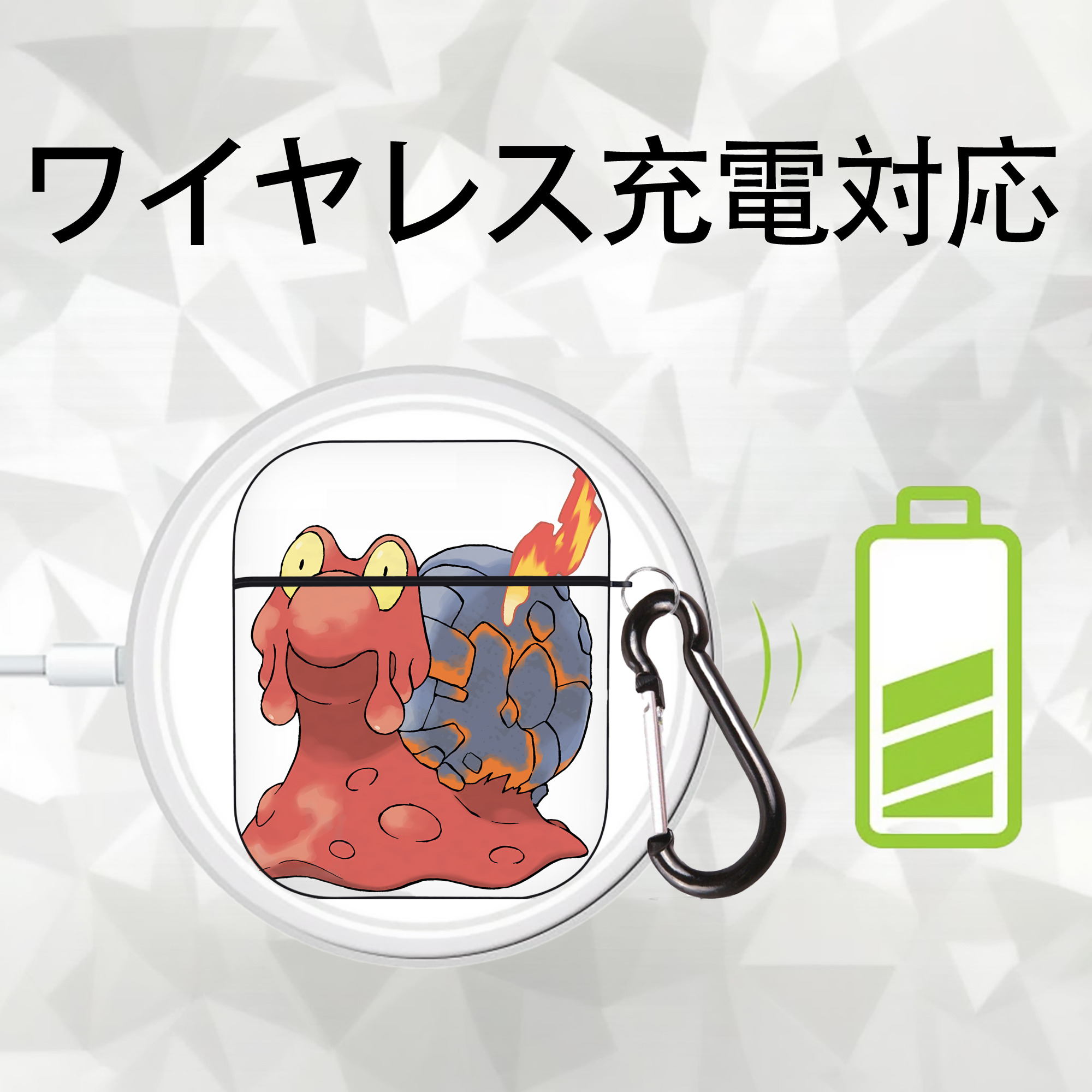 ポケットモンスター Pokémon AirPods 第2世代保護ケース ハードシェル ブラック 耐衝撃・防指紋・カラビナ付き