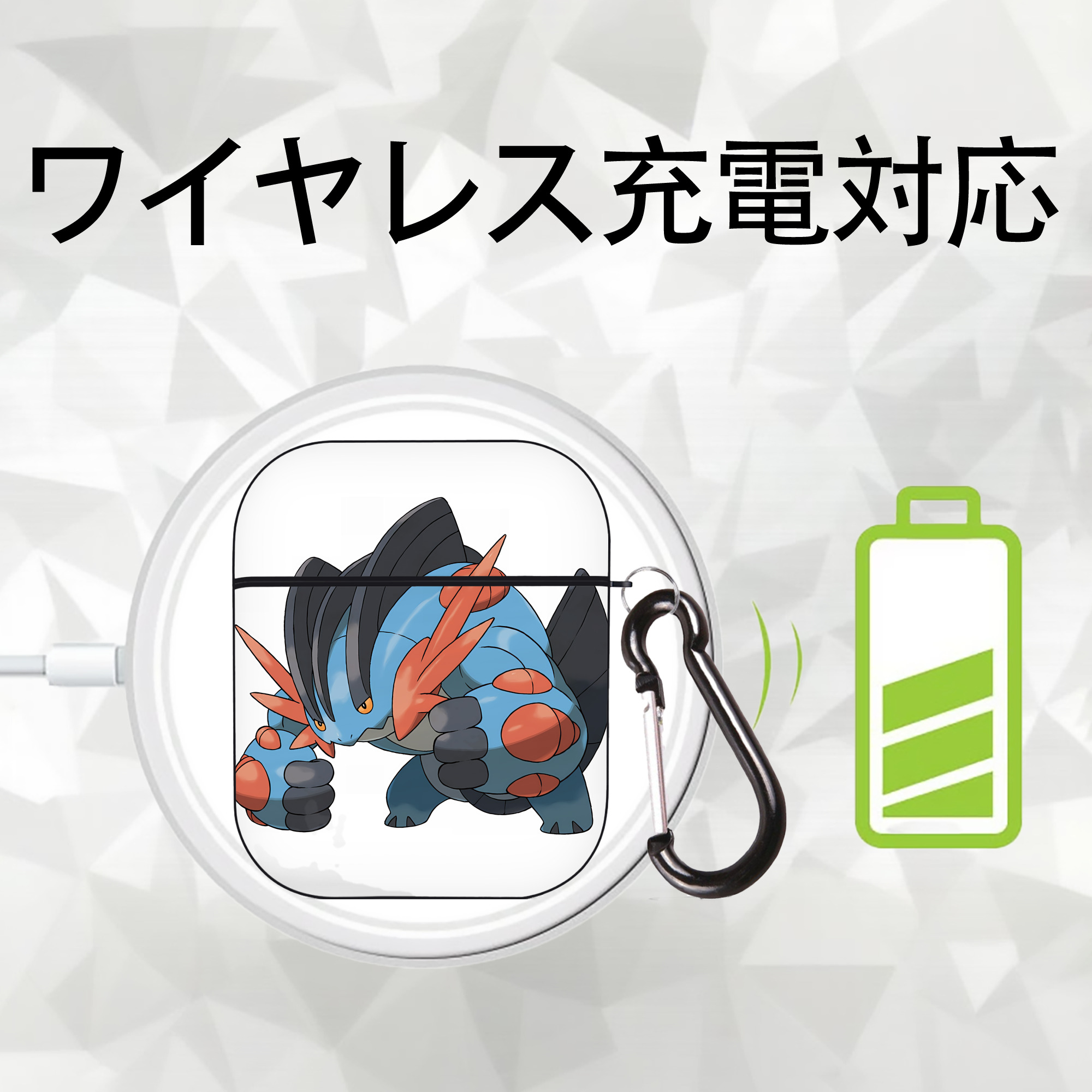 ポケットモンスター Pokémon AirPods 第2世代保護ケース ハードシェル ブラック 耐衝撃・防指紋・カラビナ付き
