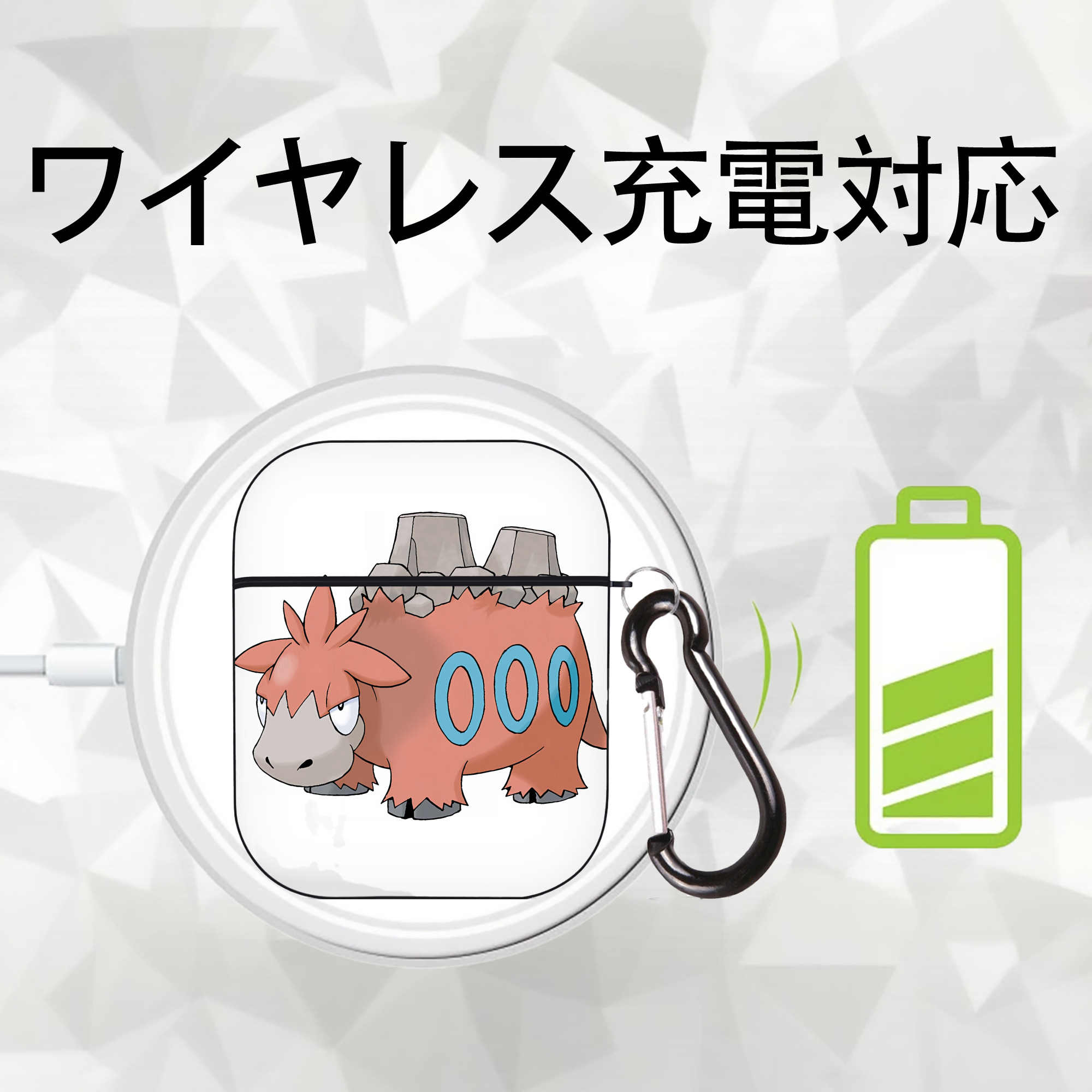 ポケットモンスター Pokémon AirPods 第2世代保護ケース ハードシェル ブラック 耐衝撃・防指紋・カラビナ付き