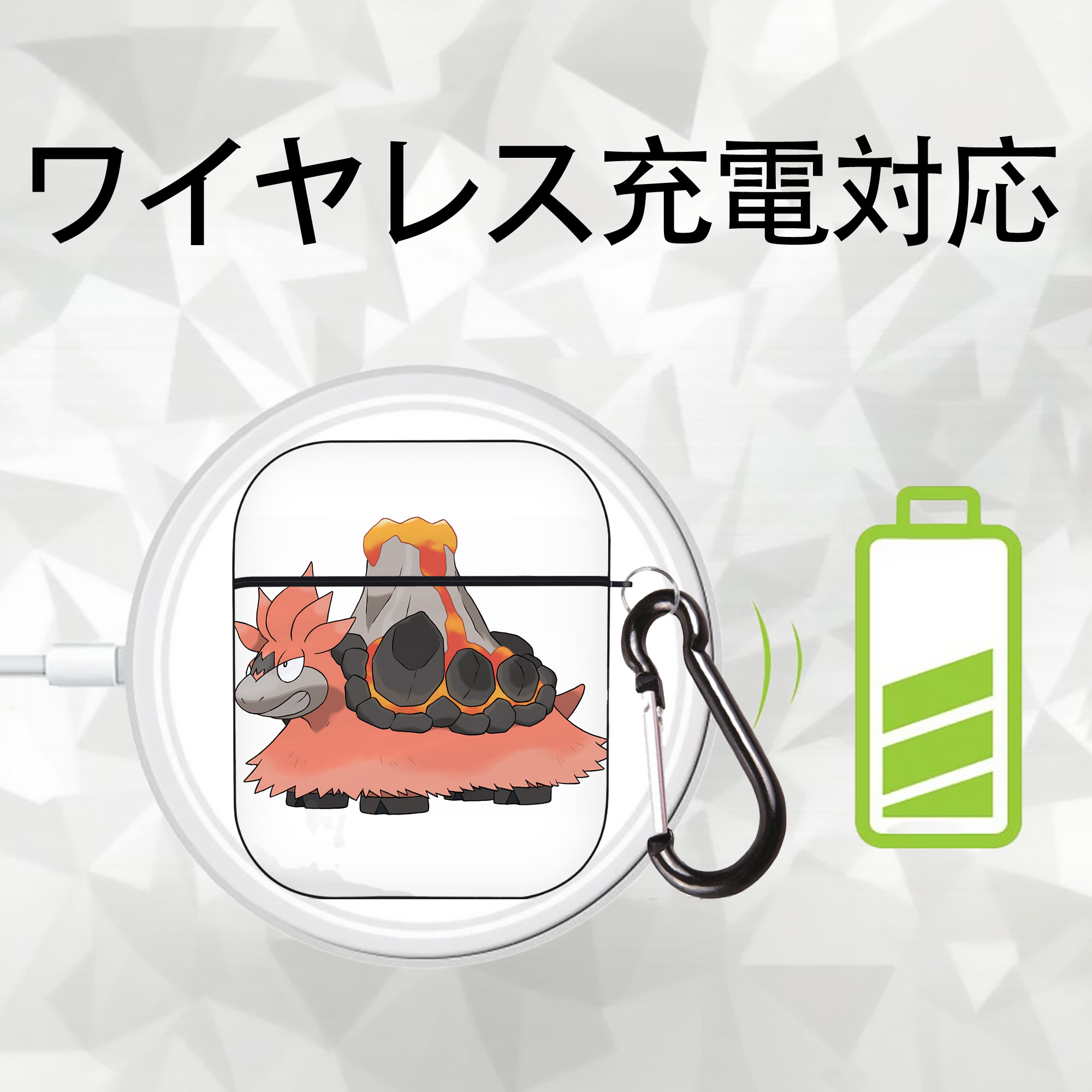 ポケットモンスター Pokémon AirPods 第2世代保護ケース ハードシェル ブラック 耐衝撃・防指紋・カラビナ付き