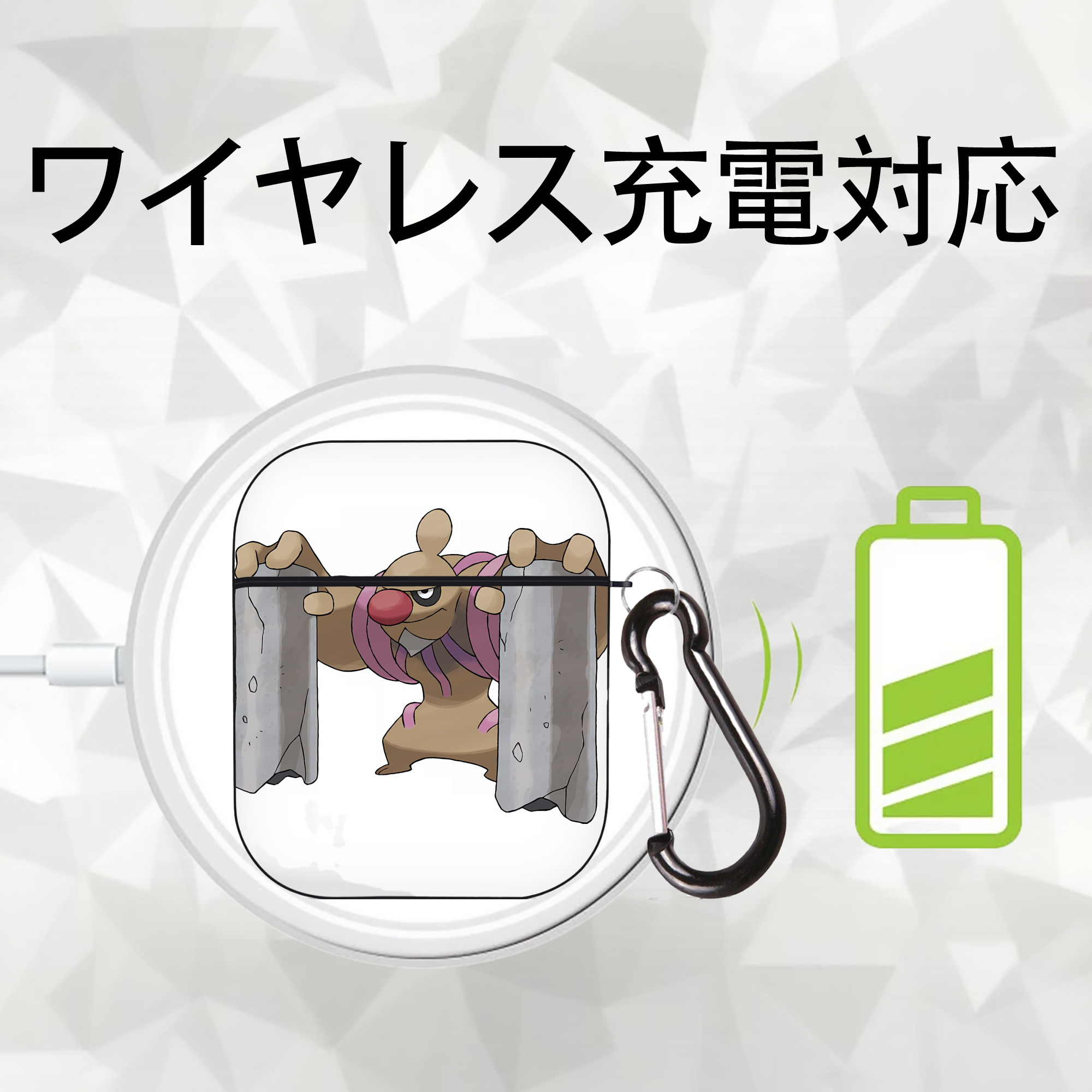 ポケットモンスター Pokémon AirPods 第2世代保護ケース ハードシェル ブラック 耐衝撃・防指紋・カラビナ付き