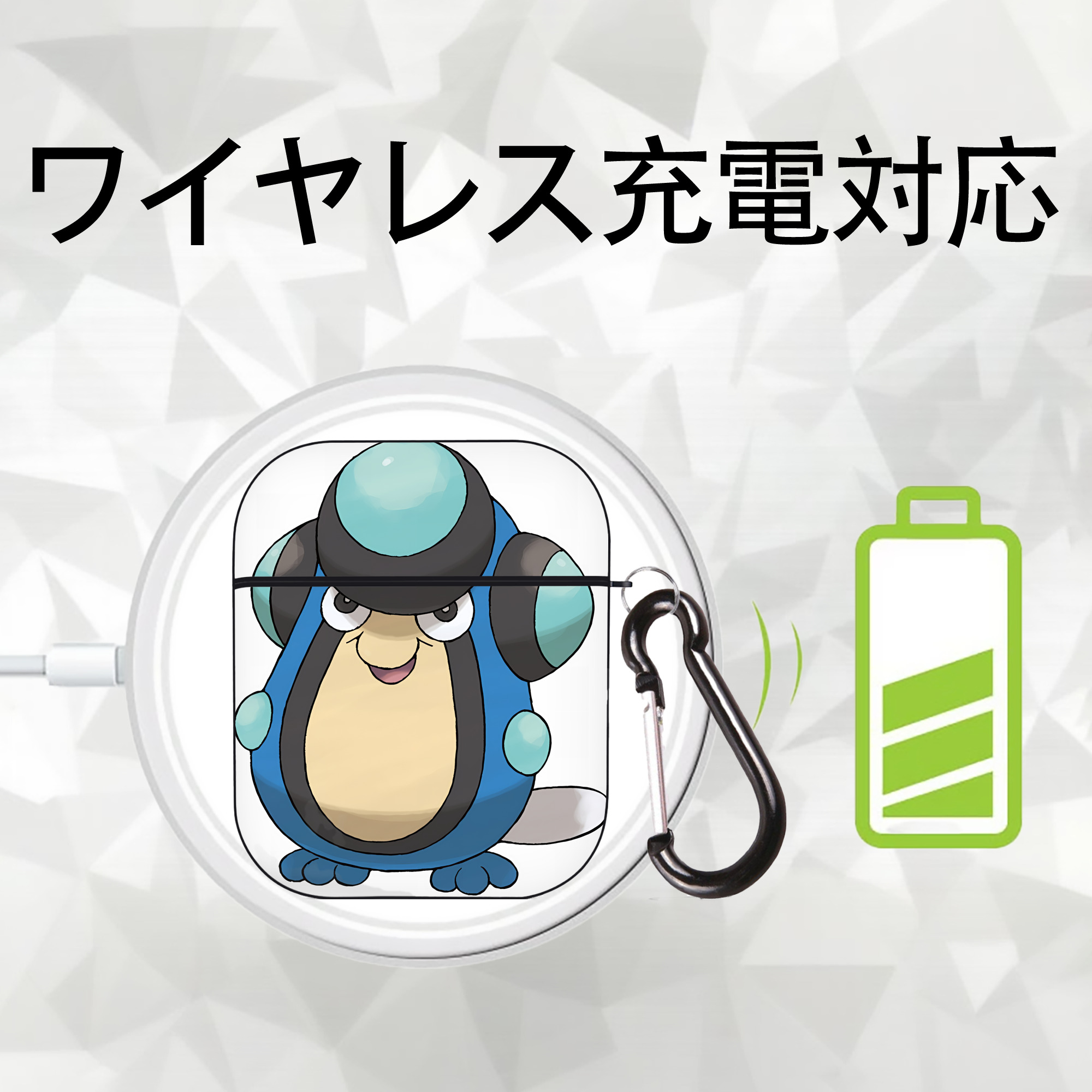 ポケットモンスター Pokémon AirPods 第2世代保護ケース ハードシェル ブラック 耐衝撃・防指紋・カラビナ付き