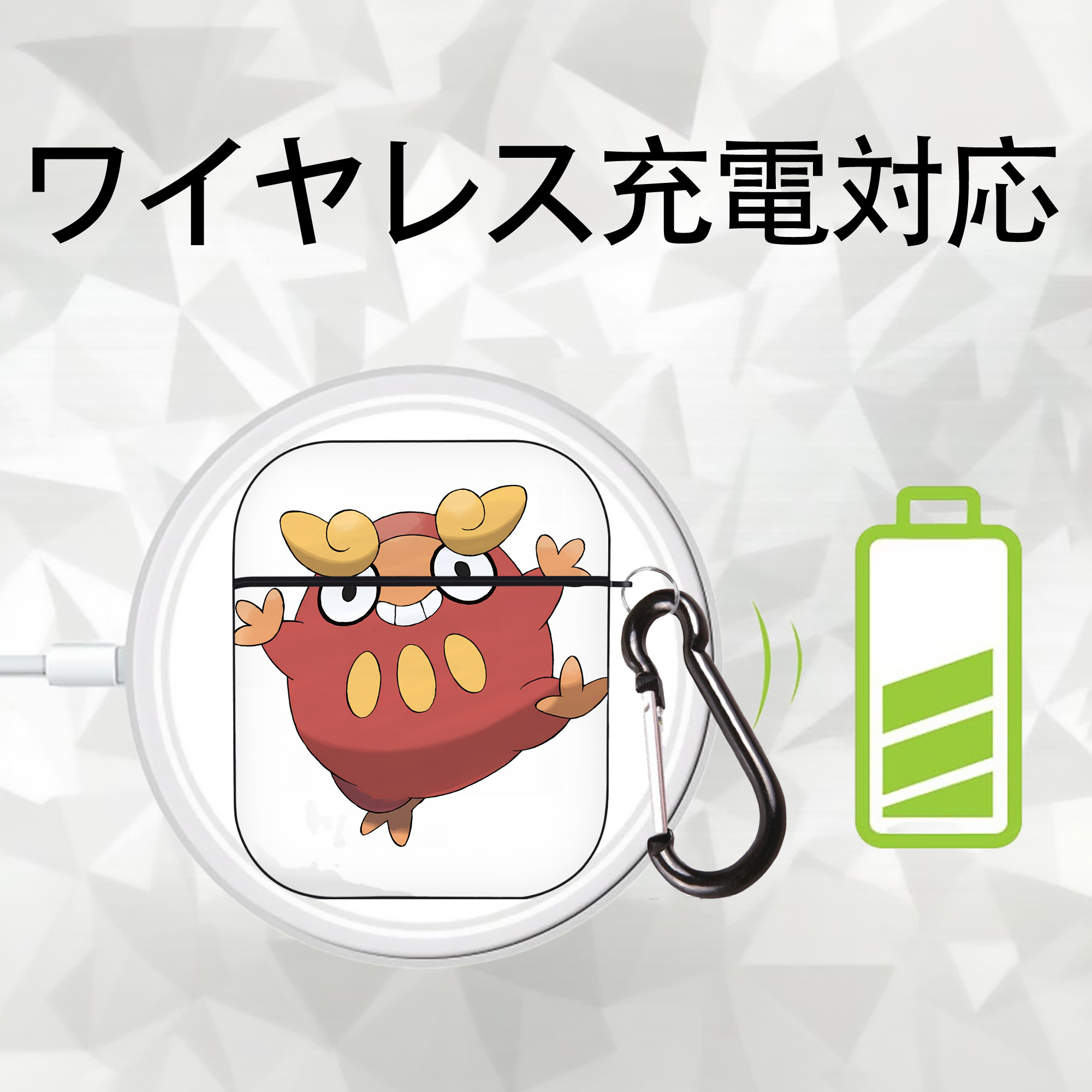 ポケットモンスター Pokémon AirPods 第2世代保護ケース ハードシェル ブラック 耐衝撃・防指紋・カラビナ付き