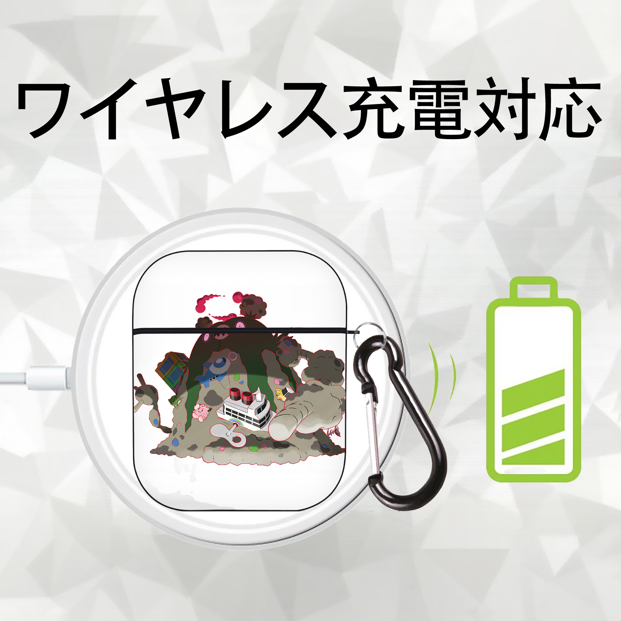 ポケットモンスター Pokémon AirPods 第2世代保護ケース ハードシェル ブラック 耐衝撃・防指紋・カラビナ付き