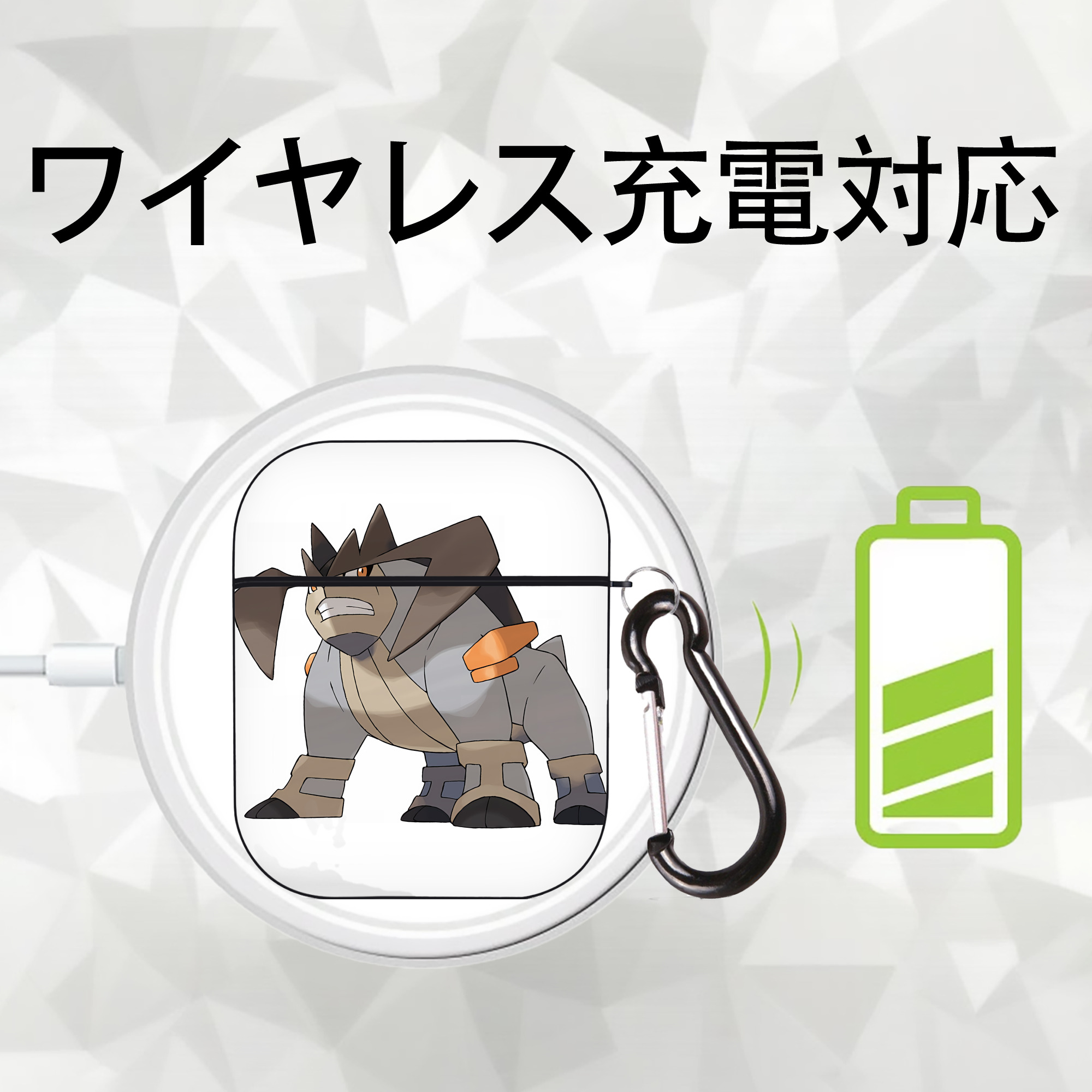 ポケットモンスター Pokémon AirPods 第2世代保護ケース ハードシェル ブラック 耐衝撃・防指紋・カラビナ付き