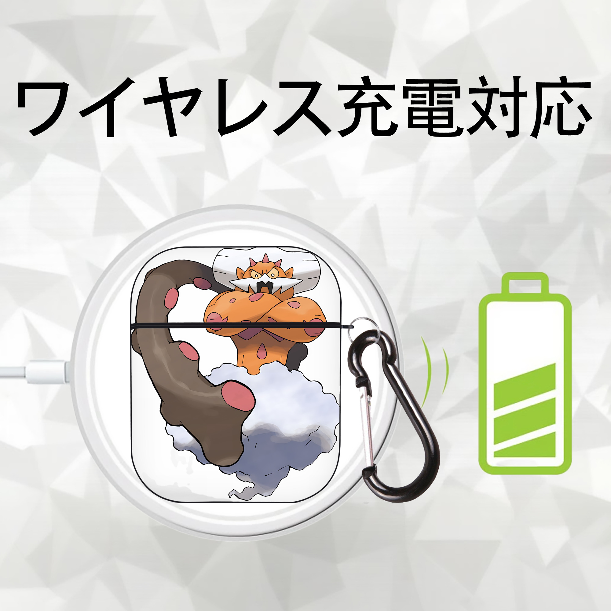 ポケットモンスター Pokémon AirPods 第2世代保護ケース ハードシェル ブラック 耐衝撃・防指紋・カラビナ付き