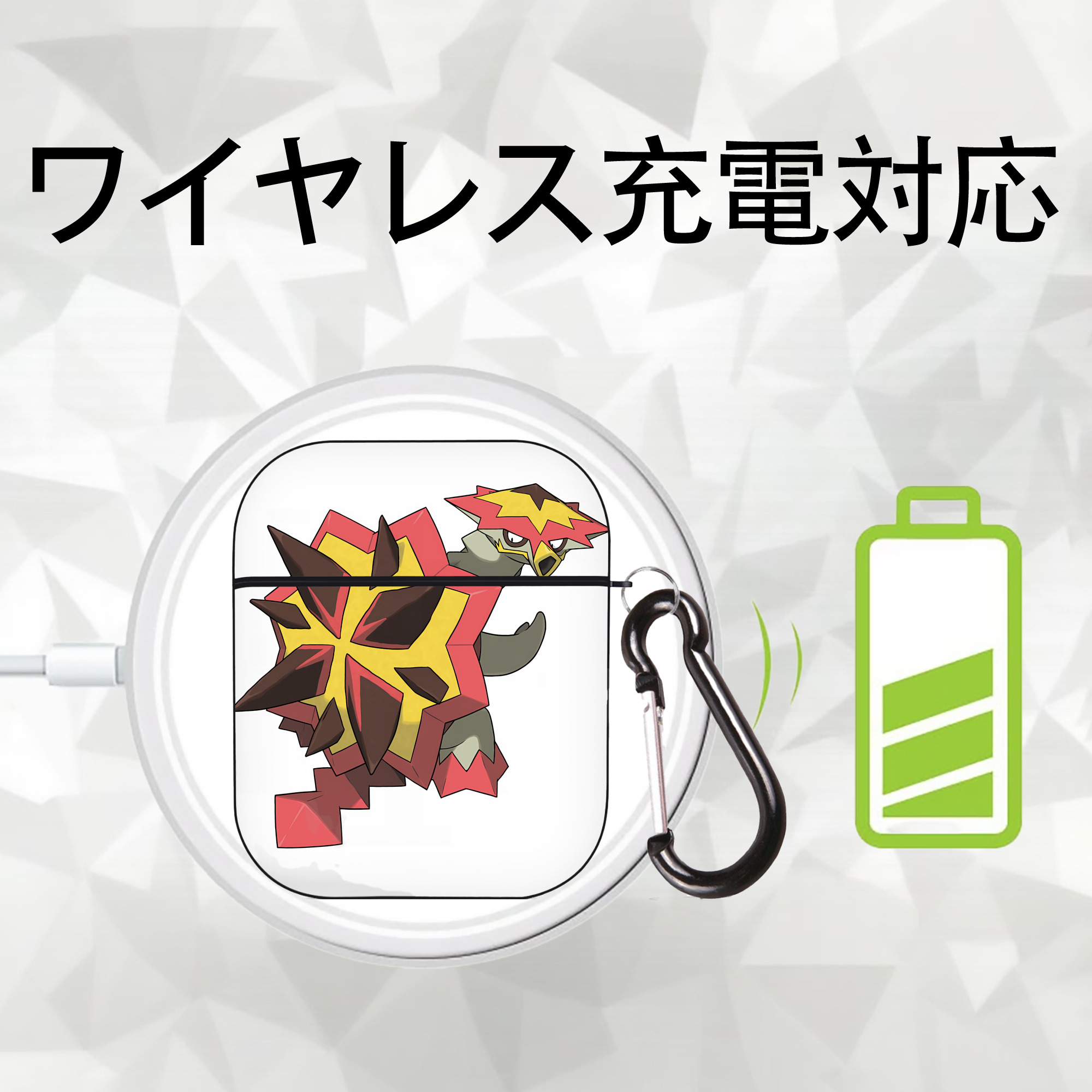 ポケットモンスター Pokémon AirPods 第2世代保護ケース ハードシェル ブラック 耐衝撃・防指紋・カラビナ付き