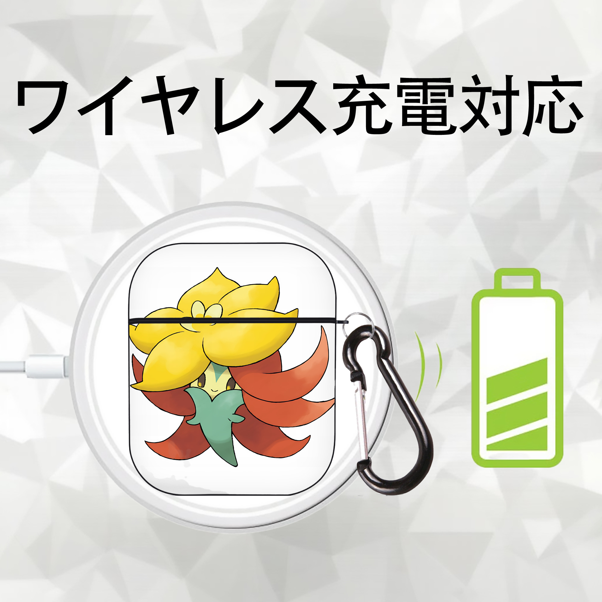ポケットモンスター Pokémon AirPods 第2世代保護ケース ハードシェル ブラック 耐衝撃・防指紋・カラビナ付き