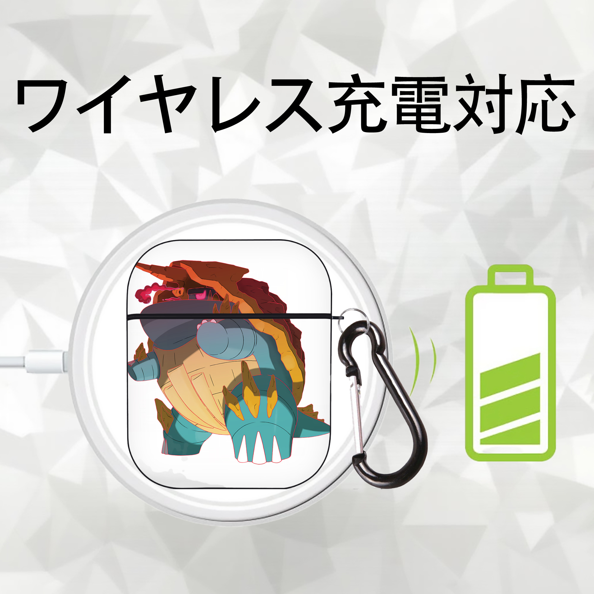 ポケットモンスター Pokémon AirPods 第2世代保護ケース ハードシェル ブラック 耐衝撃・防指紋・カラビナ付き