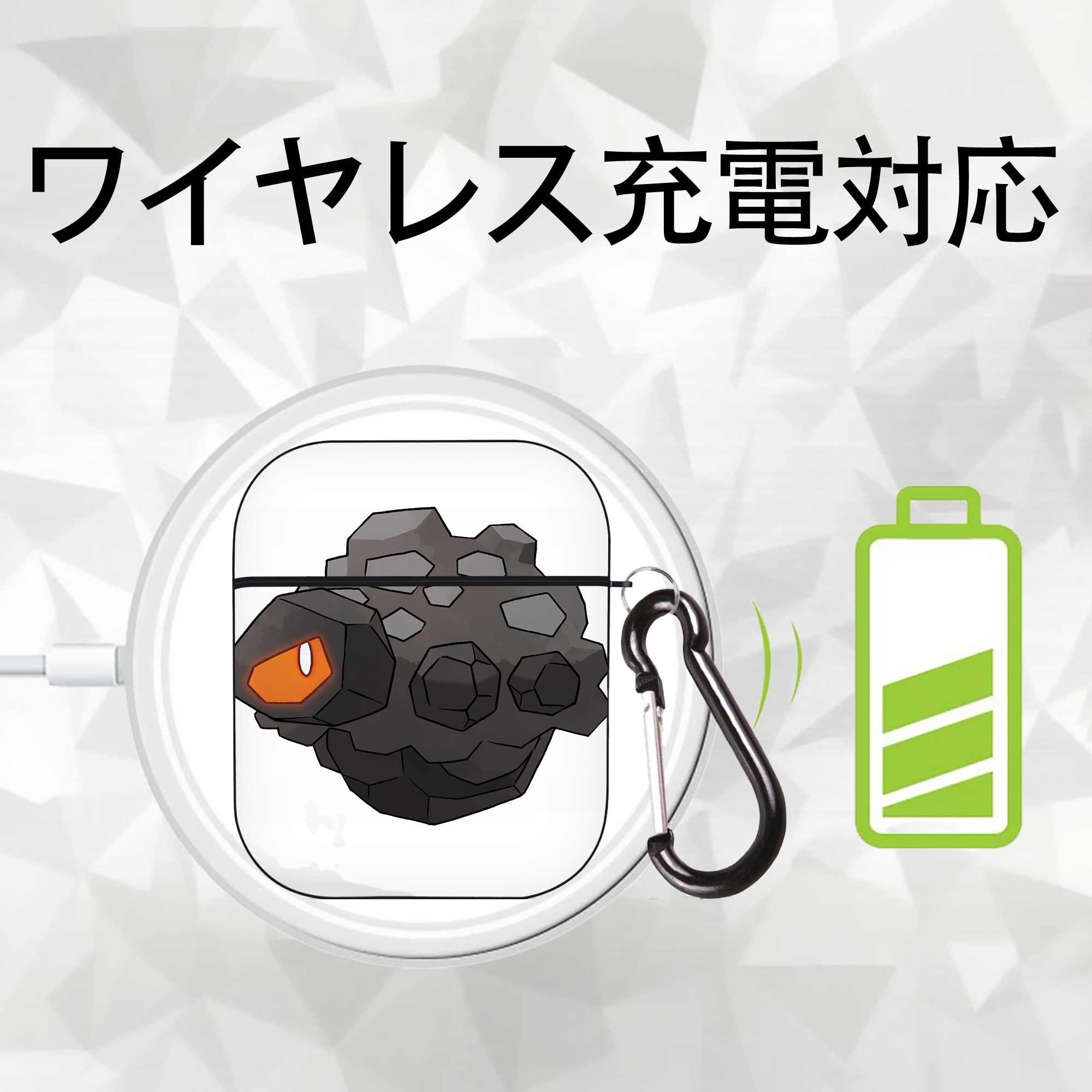 ポケットモンスター Pokémon AirPods 第2世代保護ケース ハードシェル ブラック 耐衝撃・防指紋・カラビナ付き
