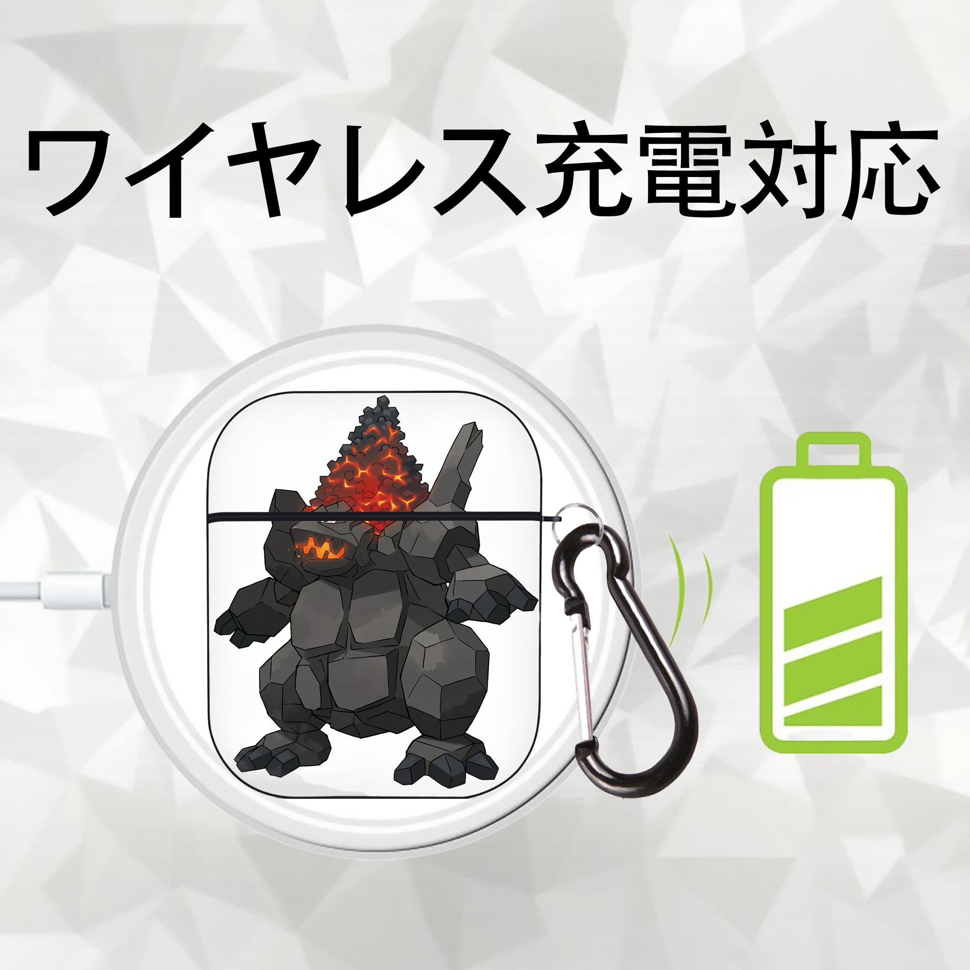 ポケットモンスター Pokémon AirPods 第2世代保護ケース ハードシェル ブラック 耐衝撃・防指紋・カラビナ付き