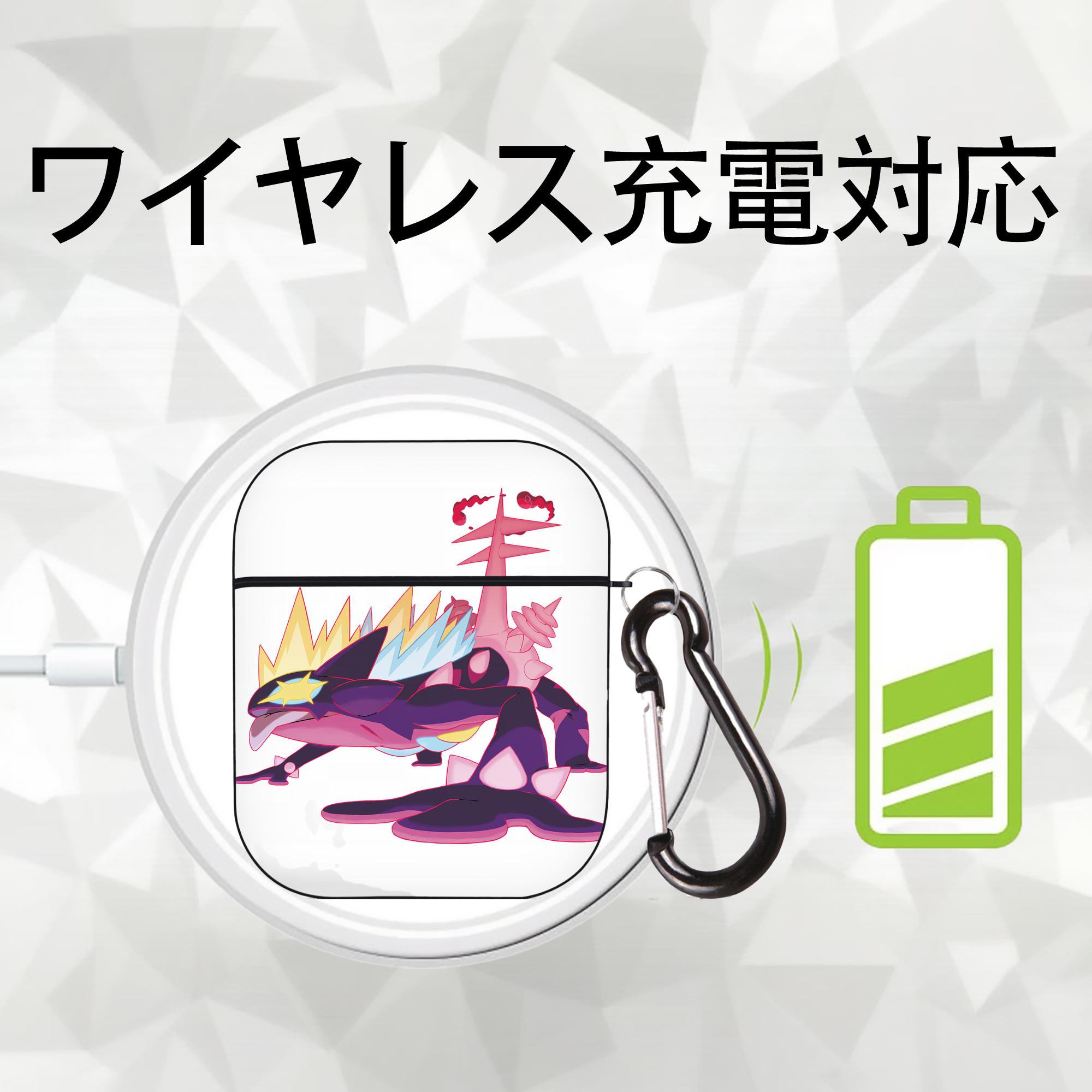 ポケットモンスター Pokémon AirPods 第2世代保護ケース ハードシェル ブラック 耐衝撃・防指紋・カラビナ付き