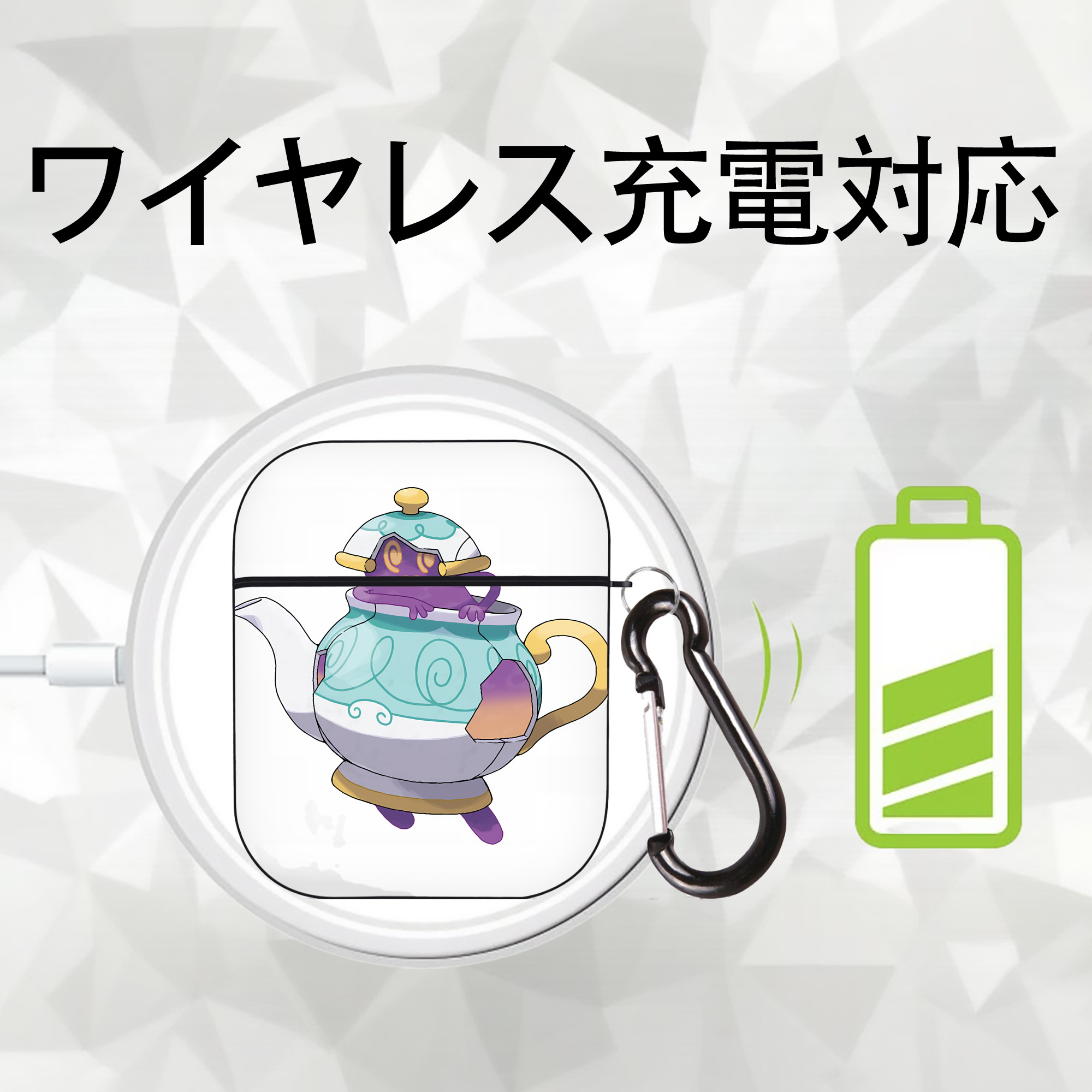 ポケットモンスター Pokémon AirPods 第2世代保護ケース ハードシェル ブラック 耐衝撃・防指紋・カラビナ付き