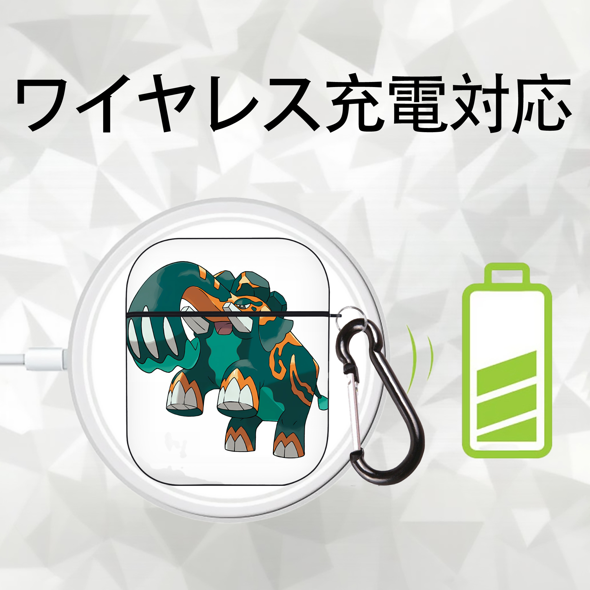 ポケットモンスター Pokémon AirPods 第2世代保護ケース ハードシェル ブラック 耐衝撃・防指紋・カラビナ付き