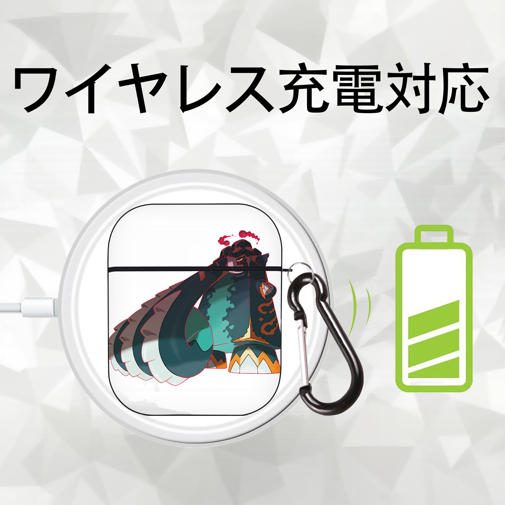 ポケットモンスター Pokémon AirPods 第2世代保護ケース ハードシェル ブラック 耐衝撃・防指紋・カラビナ付き