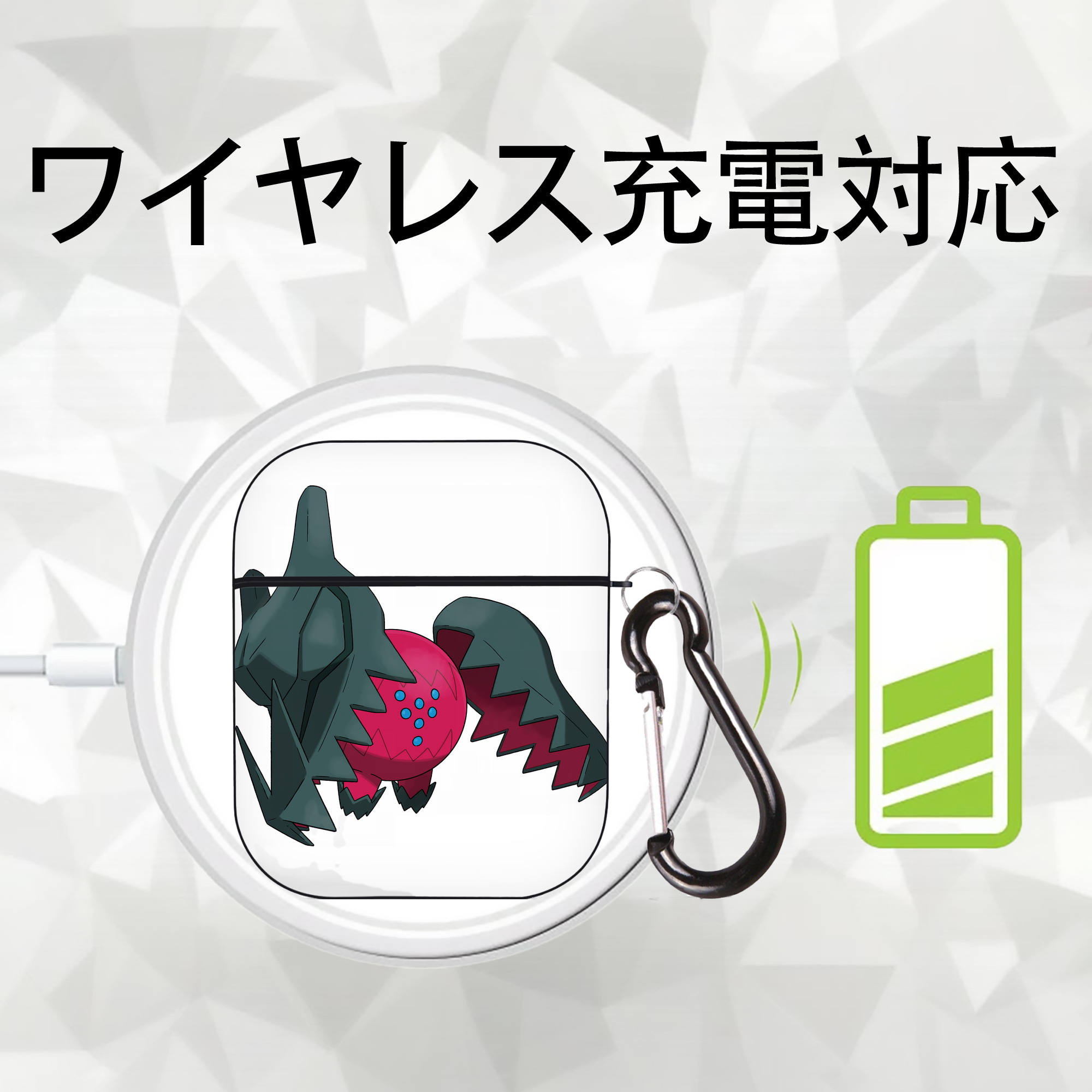ポケットモンスター Pokémon AirPods 第2世代保護ケース ハードシェル ブラック 耐衝撃・防指紋・カラビナ付き