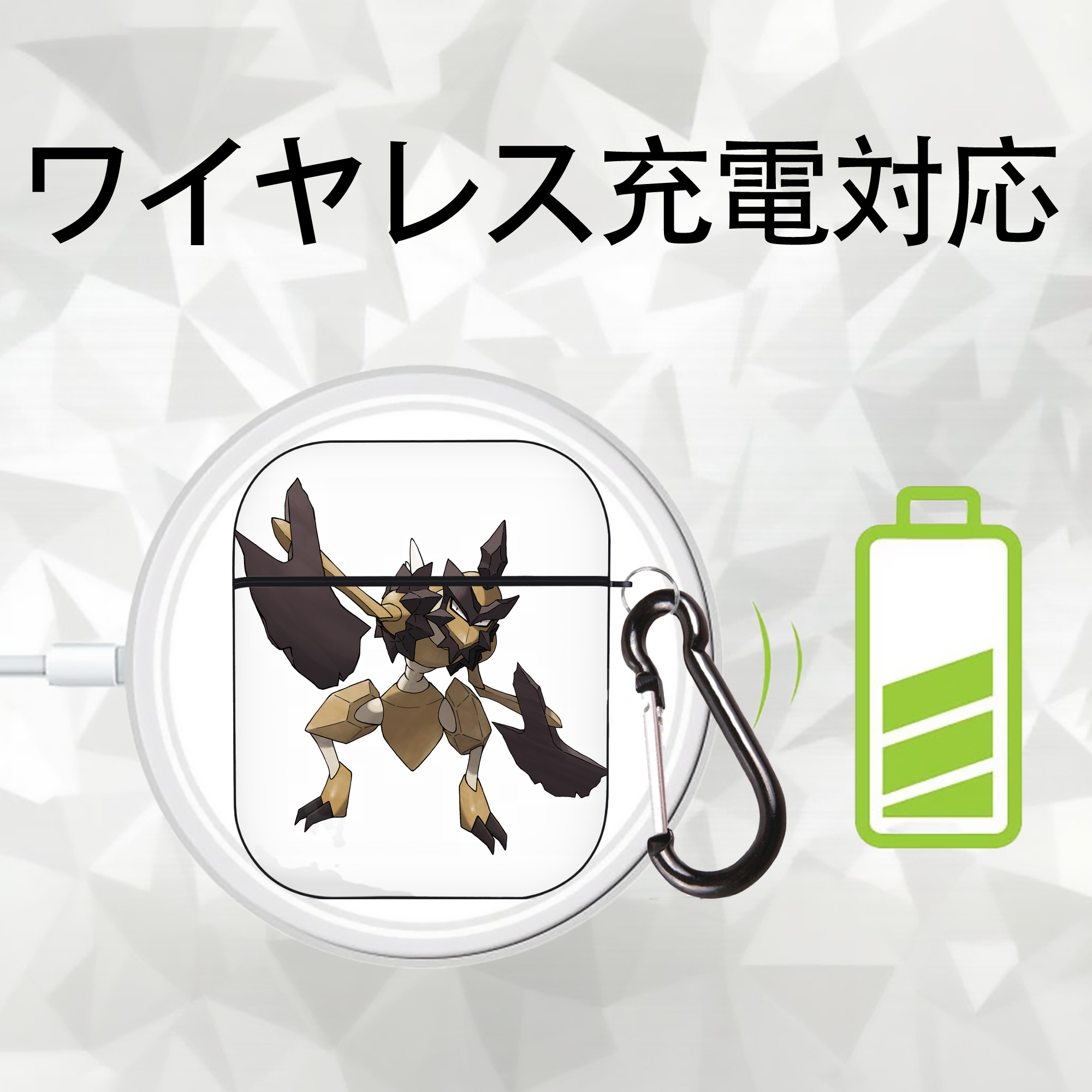 ポケットモンスター Pokémon AirPods 第2世代保護ケース ハードシェル ブラック 耐衝撃・防指紋・カラビナ付き