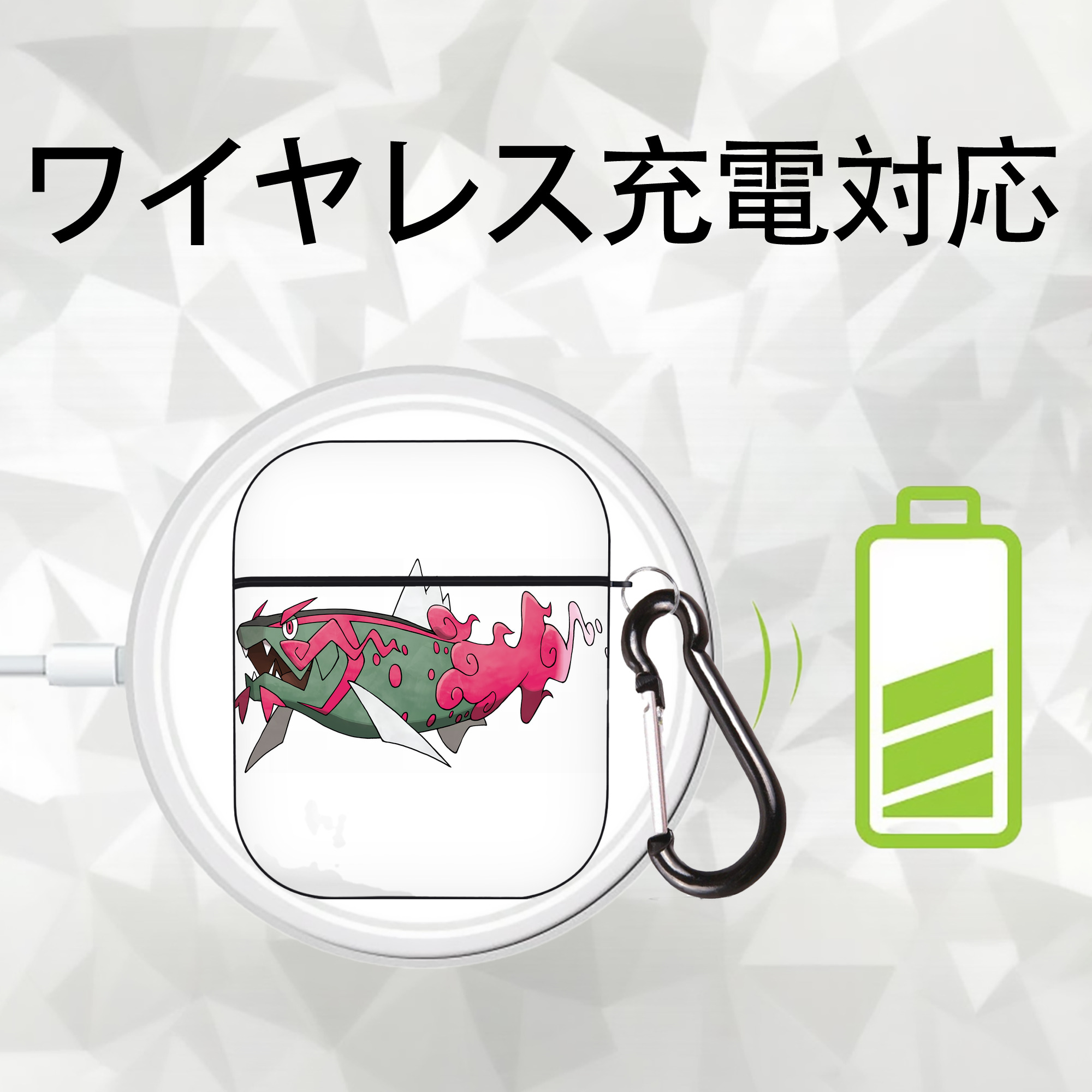 ポケットモンスター Pokémon AirPods 第2世代保護ケース ハードシェル ブラック 耐衝撃・防指紋・カラビナ付き