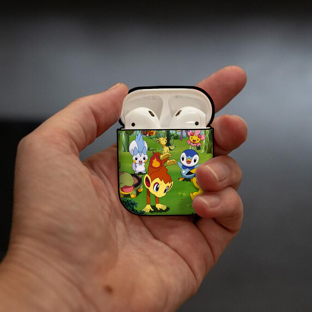 ポケットモンスター Pokémon AirPods 第2世代保護ケース ハードシェル ブラック 耐衝撃・防指紋・カラビナ付き