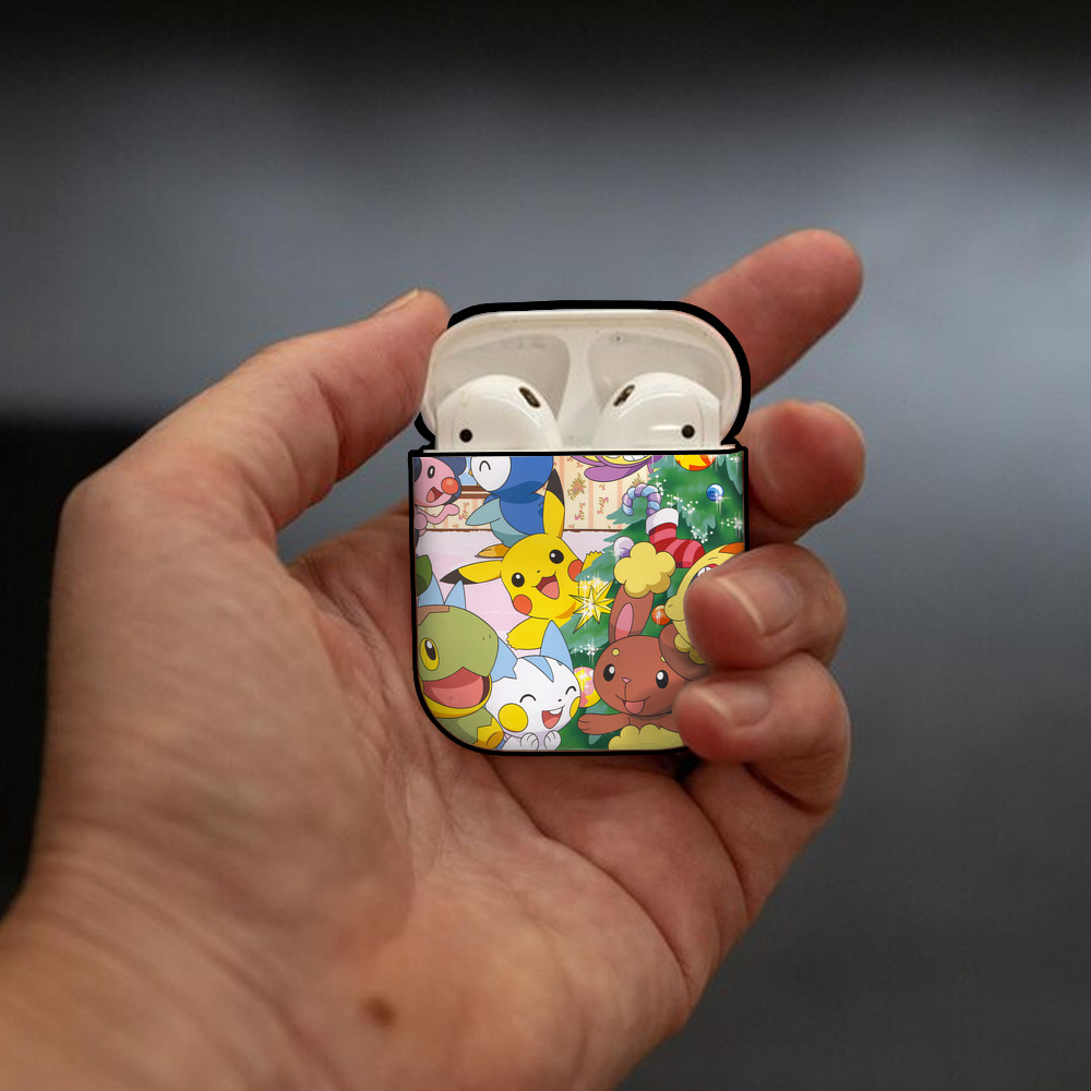 ポケットモンスター Pokémon AirPods 第2世代保護ケース ハードシェル ブラック 耐衝撃・防指紋・カラビナ付き