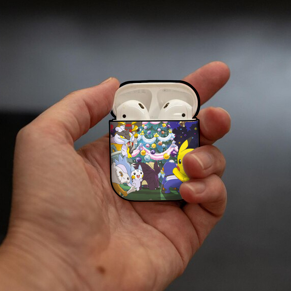 ポケットモンスター Pokémon AirPods 第2世代保護ケース ハードシェル ブラック 耐衝撃・防指紋・カラビナ付き