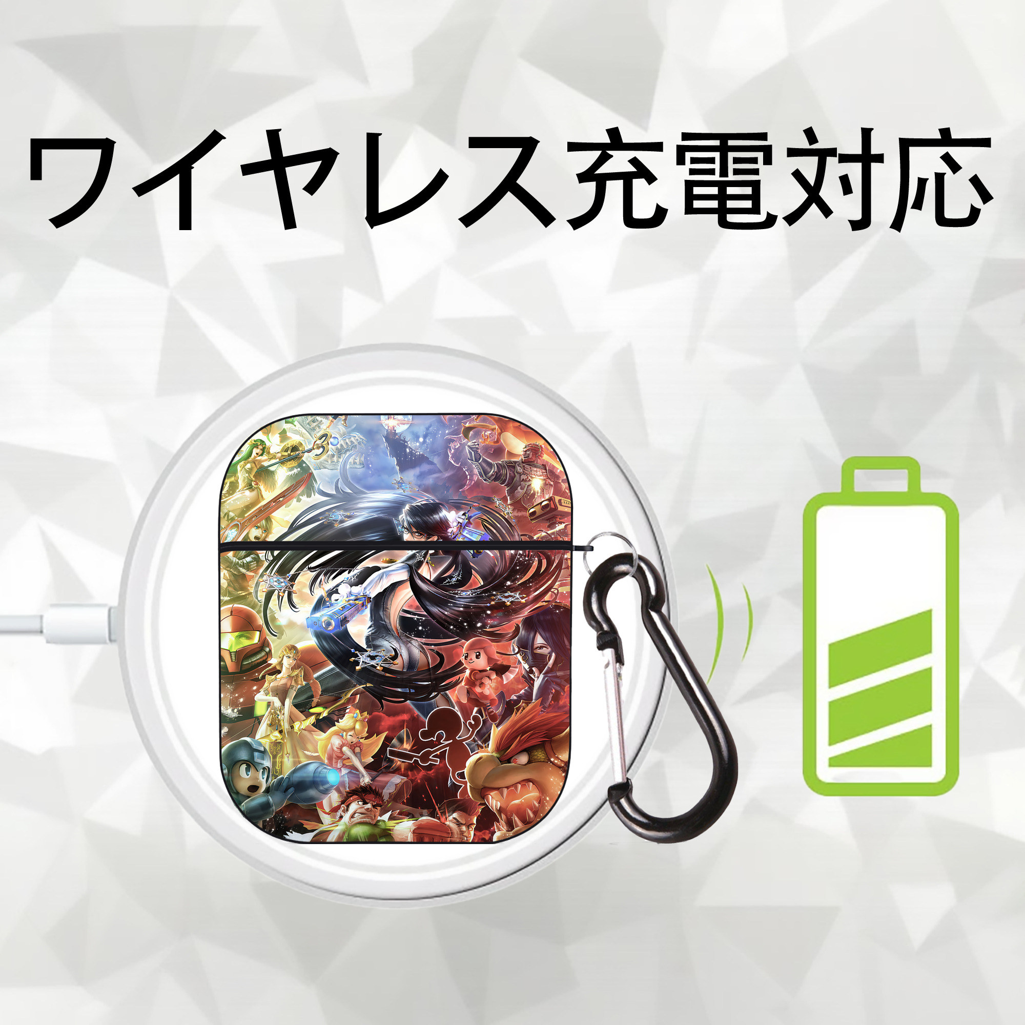 ポケットモンスター Pokémon AirPods 第2世代保護ケース ハードシェル ブラック 耐衝撃・防指紋・カラビナ付き
