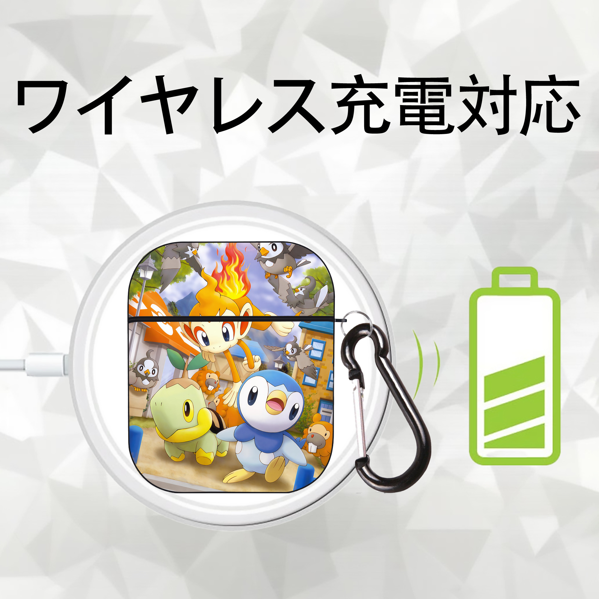 ポケットモンスター Pokémon AirPods 第2世代保護ケース ハードシェル ブラック 耐衝撃・防指紋・カラビナ付き