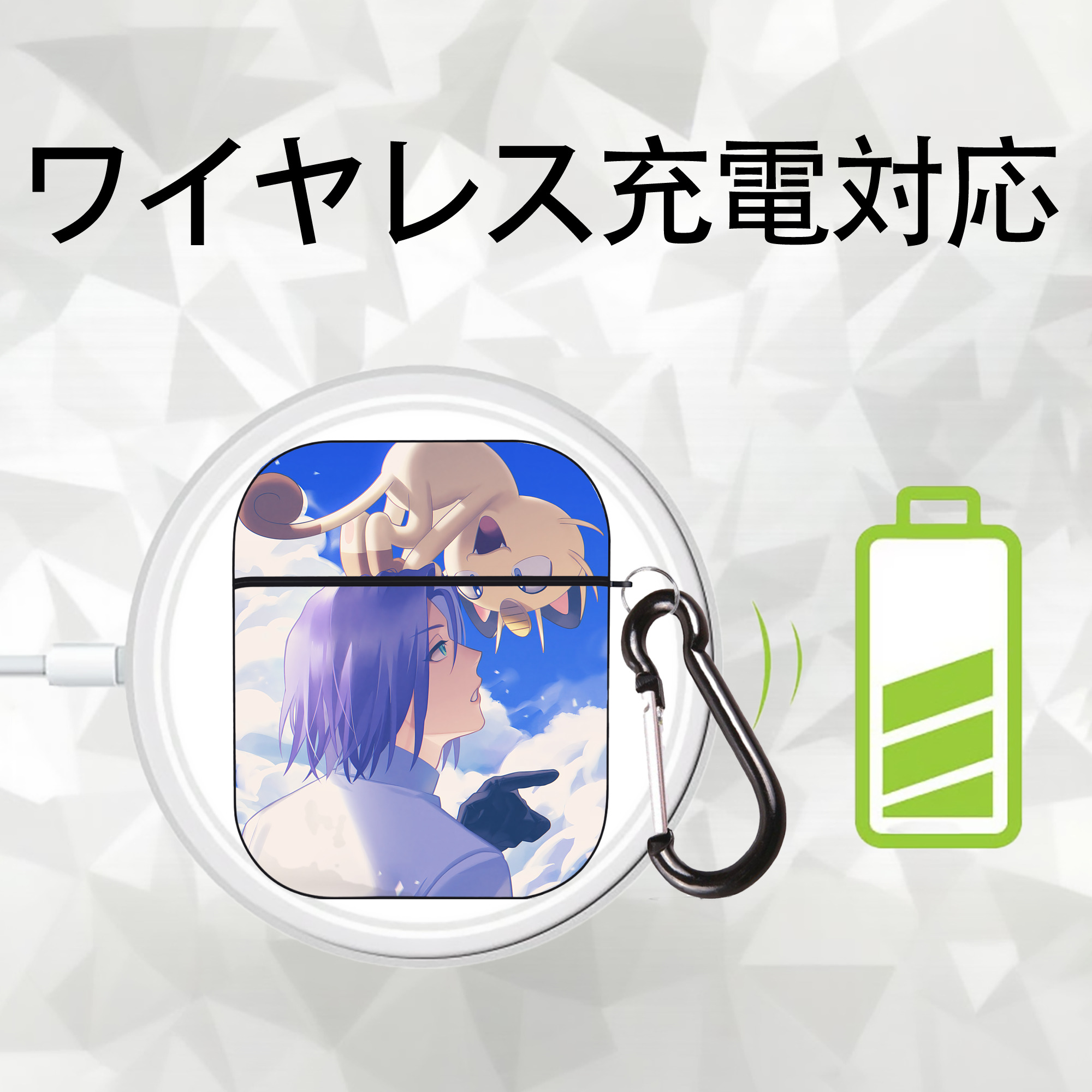 ポケットモンスター Pokémon AirPods 第2世代保護ケース ハードシェル ブラック 耐衝撃・防指紋・カラビナ付き