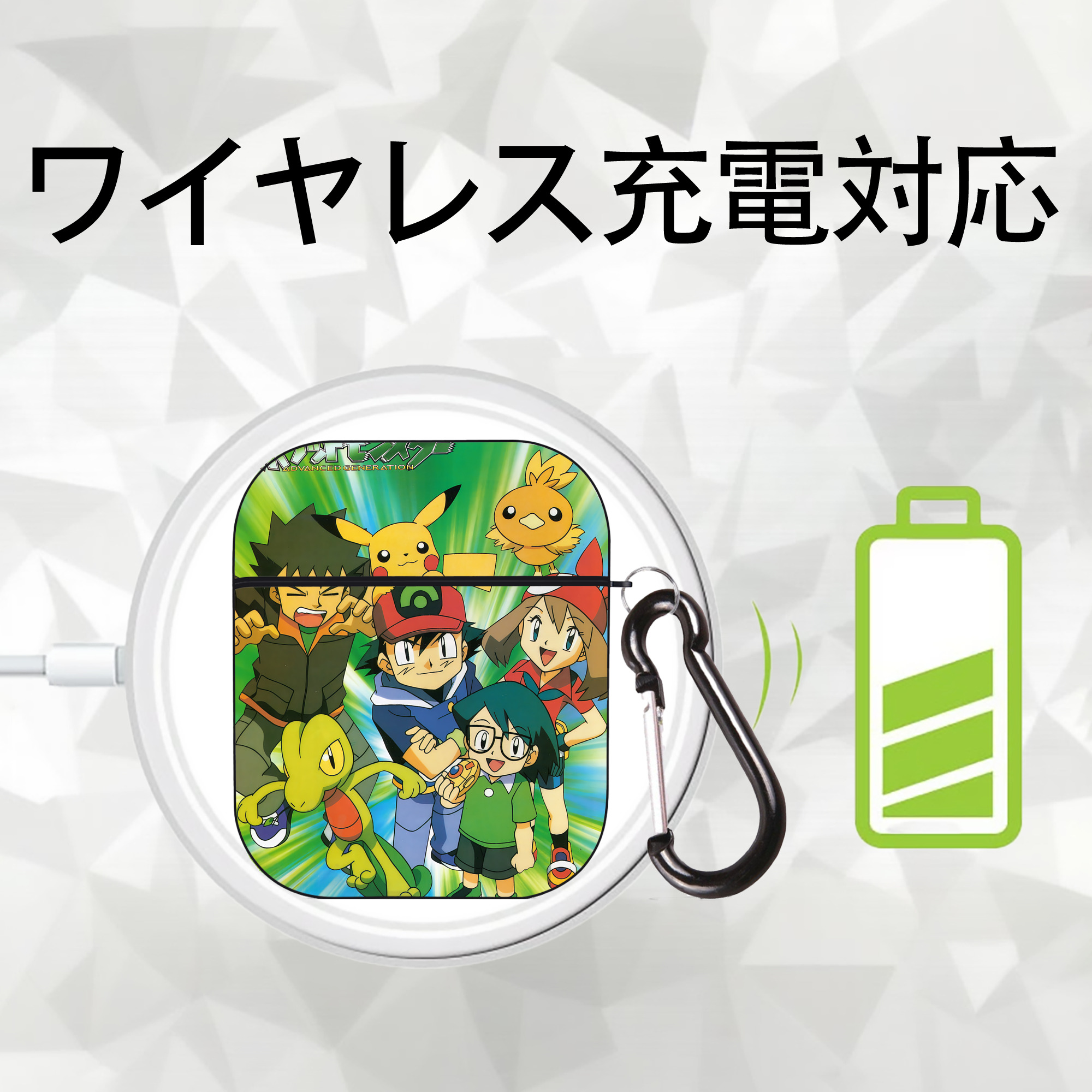 ポケットモンスター Pokémon AirPods 第2世代保護ケース ハードシェル ブラック 耐衝撃・防指紋・カラビナ付き