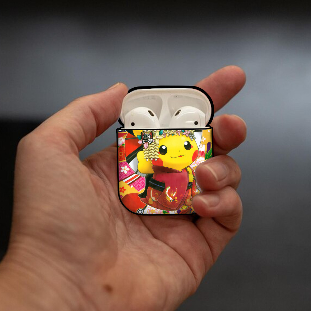 ポケットモンスター Pokémon AirPods 第2世代保護ケース ハードシェル ブラック 耐衝撃・防指紋・カラビナ付き