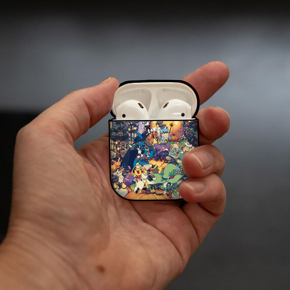ポケットモンスター Pokémon AirPods 第2世代保護ケース ハードシェル ブラック 耐衝撃・防指紋・カラビナ付き